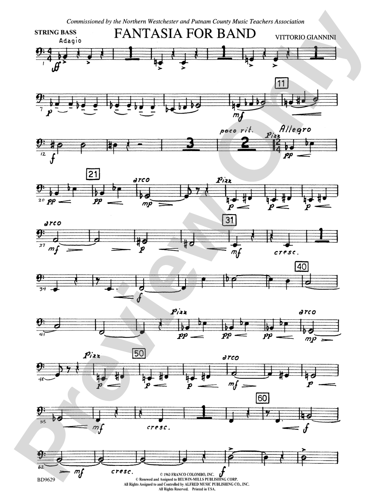 Fantasia for Band: String Bass