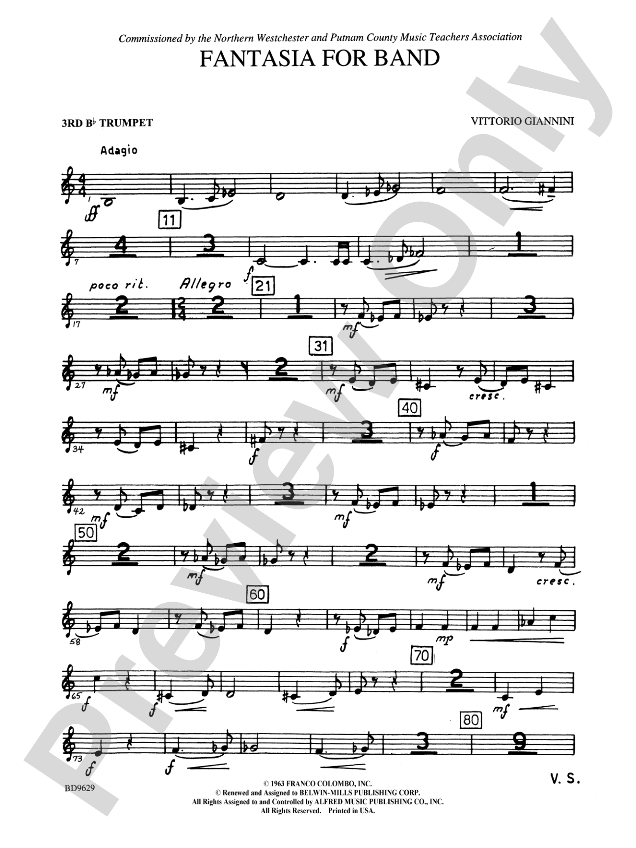 Fantasia for Band: 3rd B-flat Trumpet