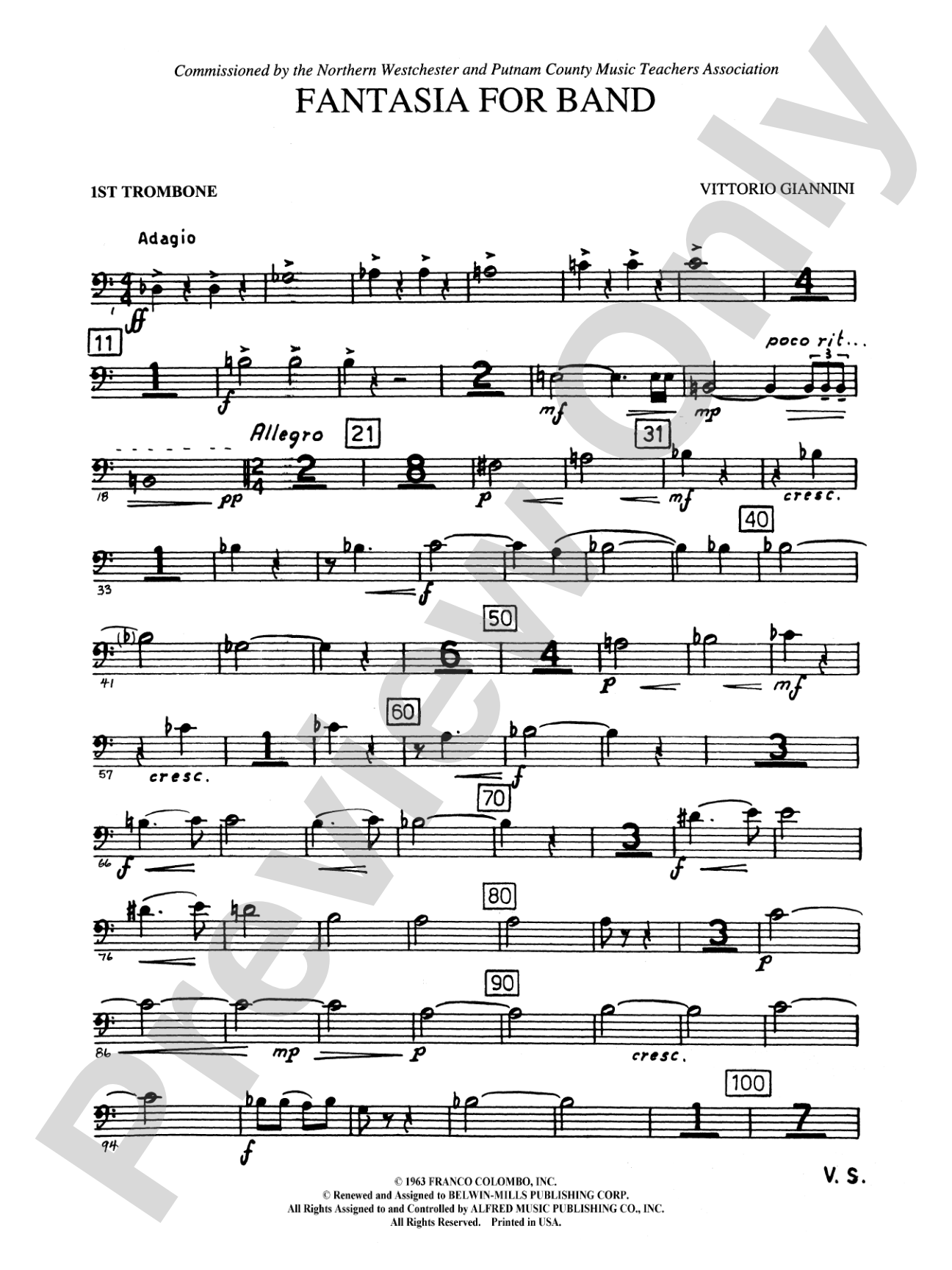 Fantasia for Band: 1st Trombone