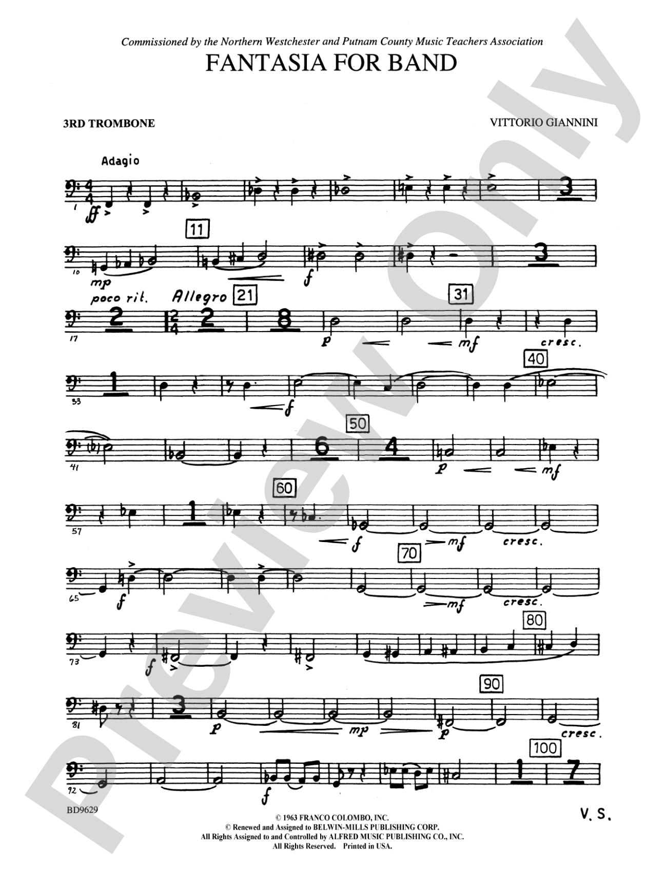 Fantasia for Band: 3rd Trombone