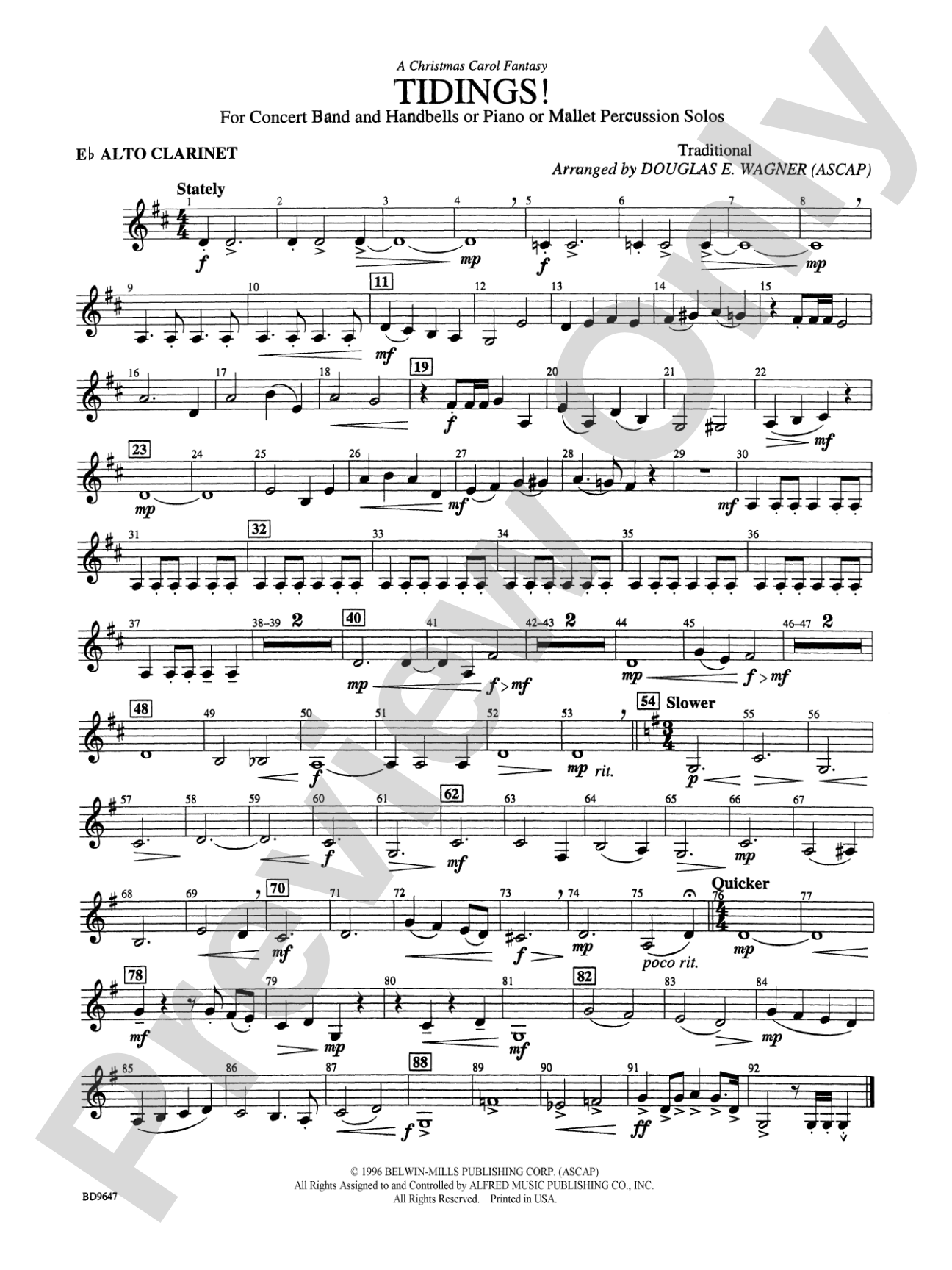 Tidings! (A Christmas Carol Fantasy): E-flat Alto Clarinet