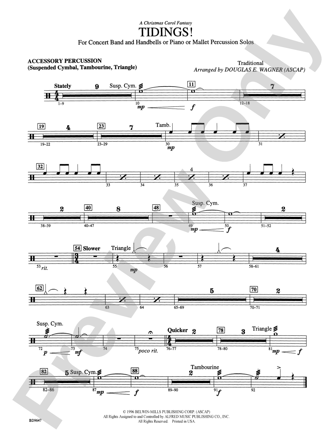 Tidings! (A Christmas Carol Fantasy): Accessory Percussion (Suspended Cymbal, Tambourine, Triangle)