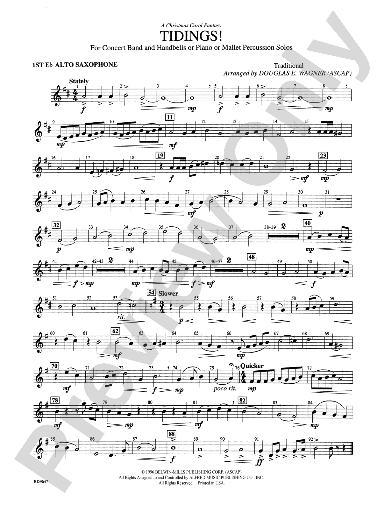 Tidings! (A Christmas Carol Fantasy): E-flat Alto Saxophone