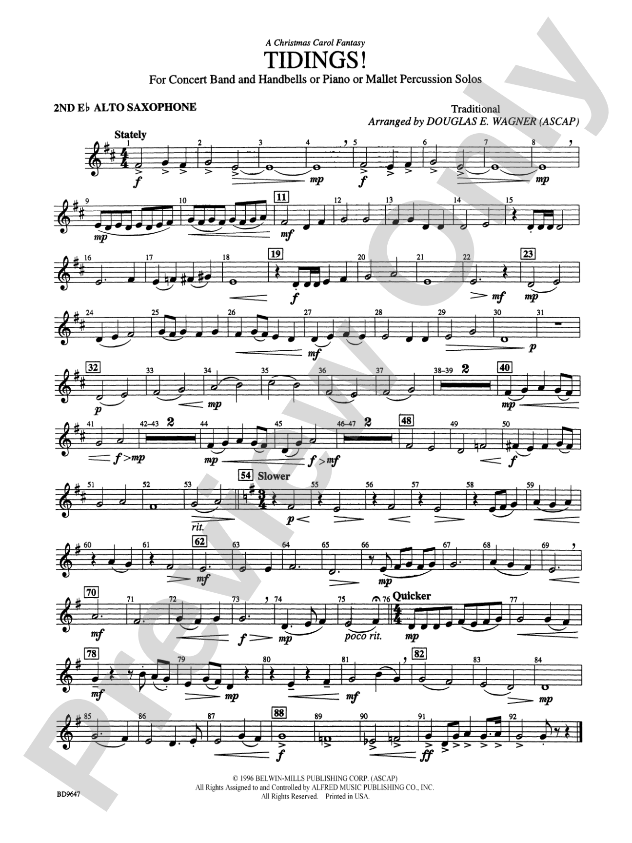 Tidings! (A Christmas Carol Fantasy): 2nd E-flat Alto Saxophone