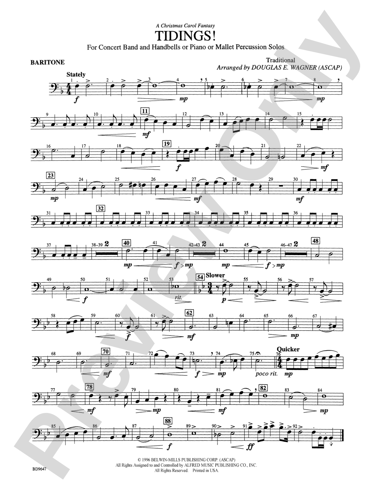 Tidings! (A Christmas Carol Fantasy): Baritone B.C.