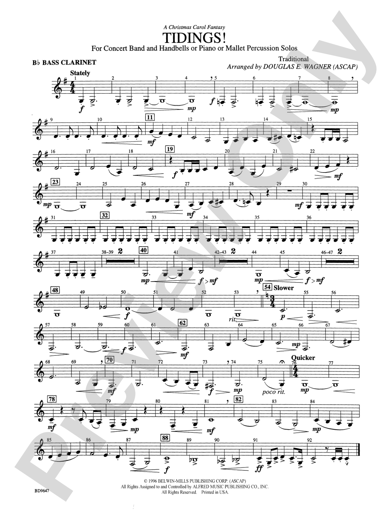 Tidings! (A Christmas Carol Fantasy): B-flat Bass Clarinet