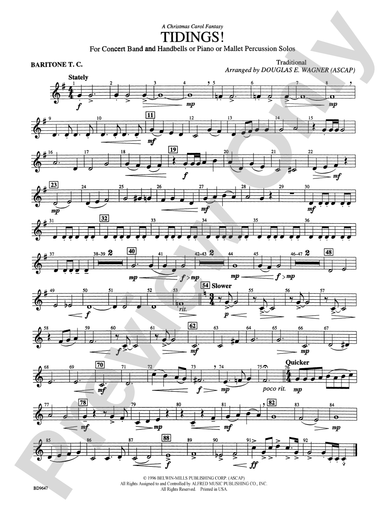 Tidings! (A Christmas Carol Fantasy): Baritone T.C.