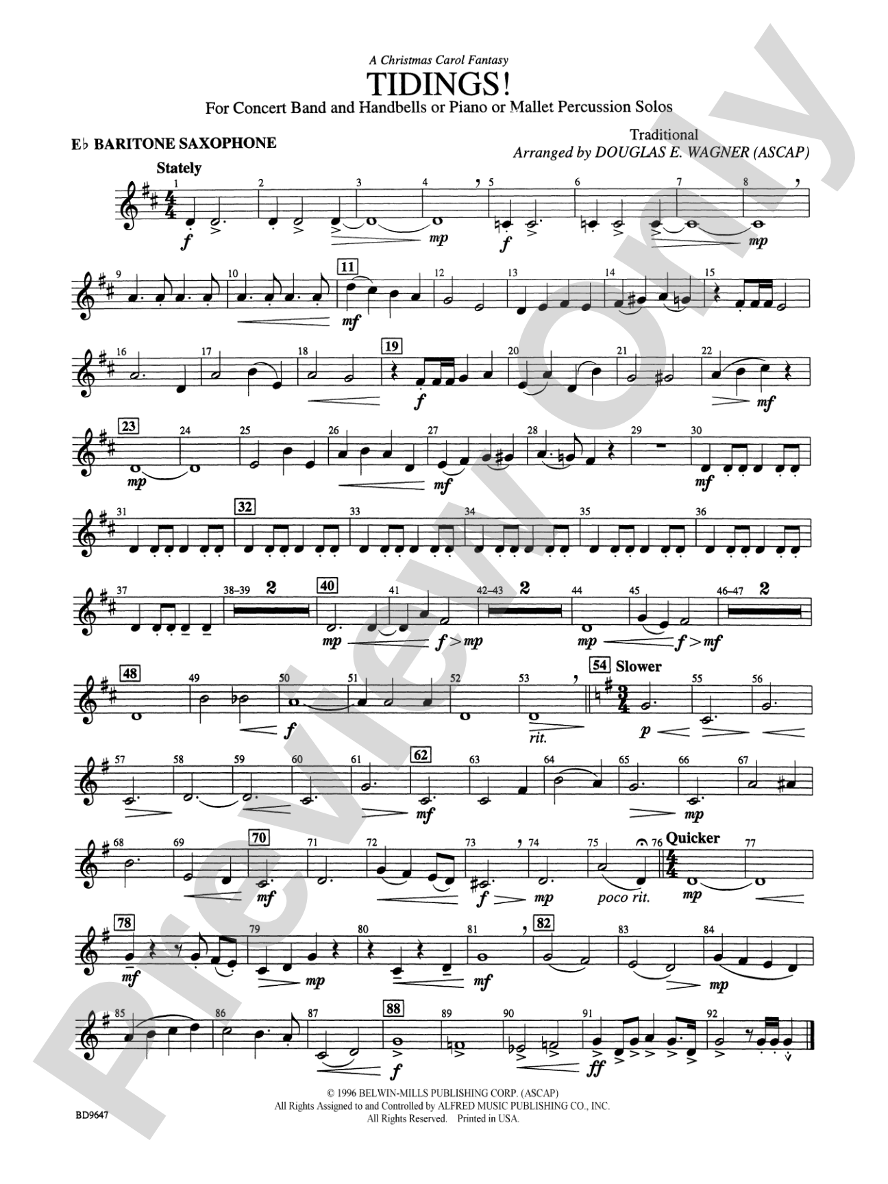 Tidings! (A Christmas Carol Fantasy): E-flat Baritone Saxophone