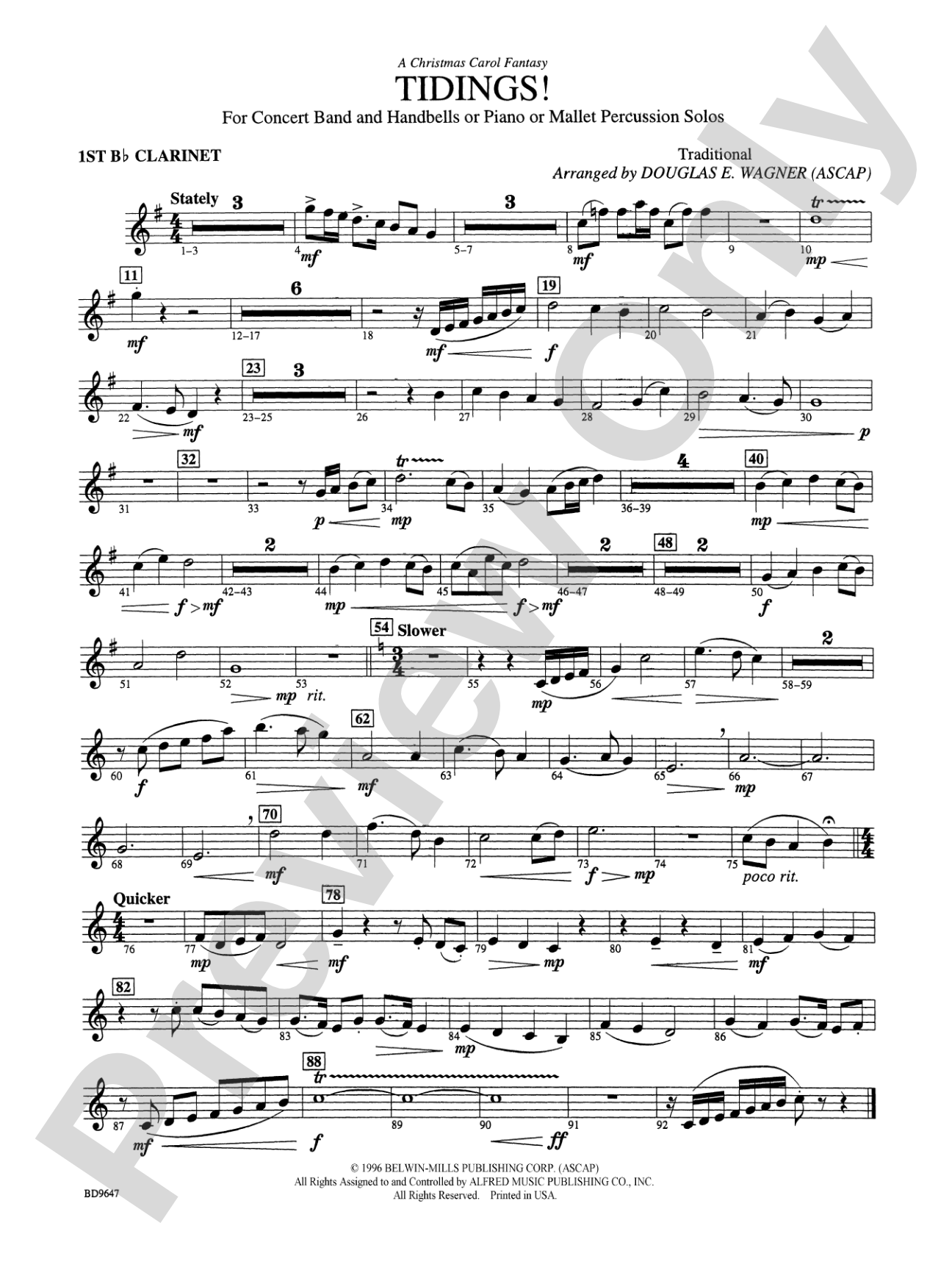 Tidings! (A Christmas Carol Fantasy): 1st B-flat Clarinet