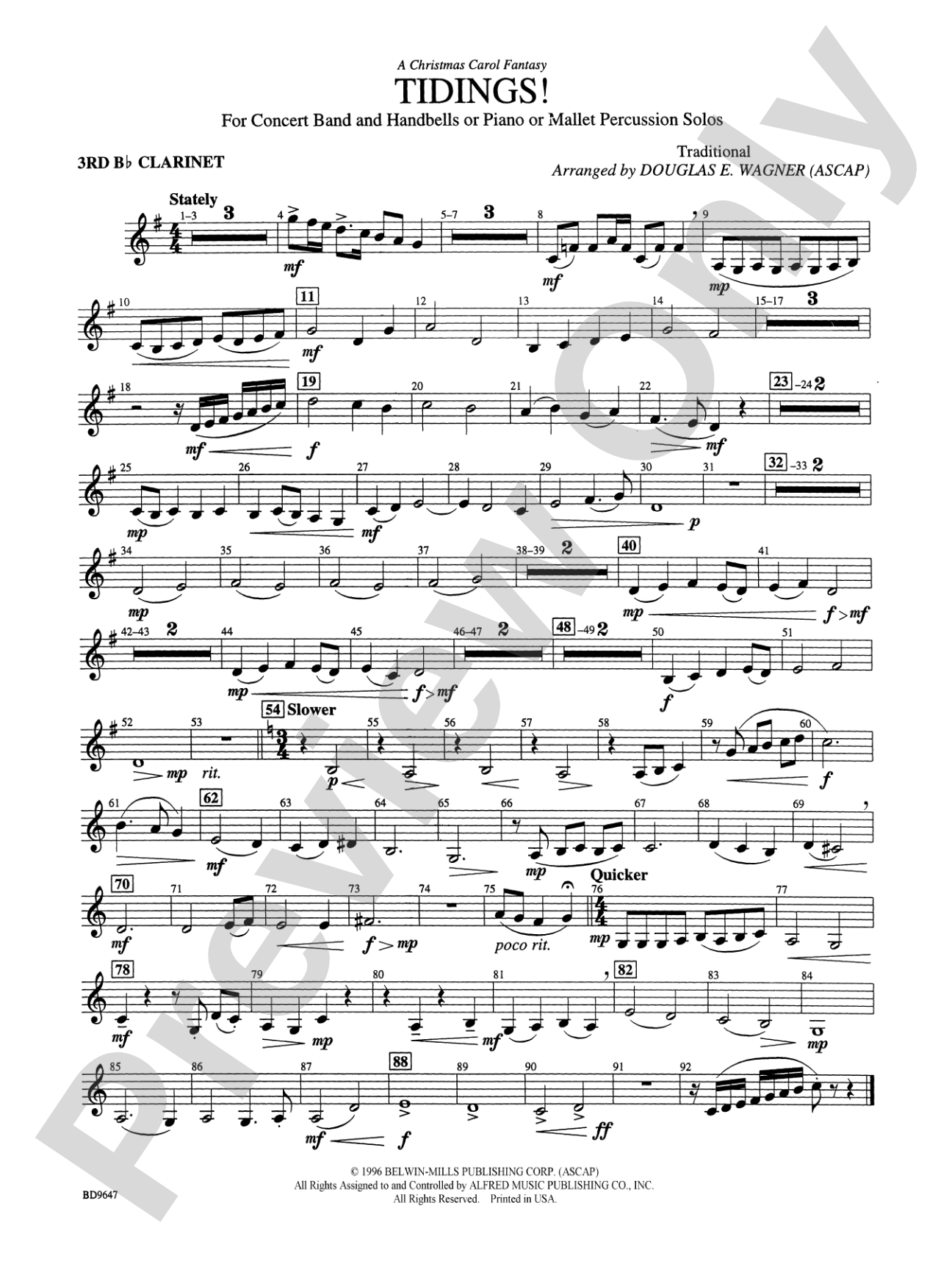 Tidings! (A Christmas Carol Fantasy): 3rd B-flat Clarinet