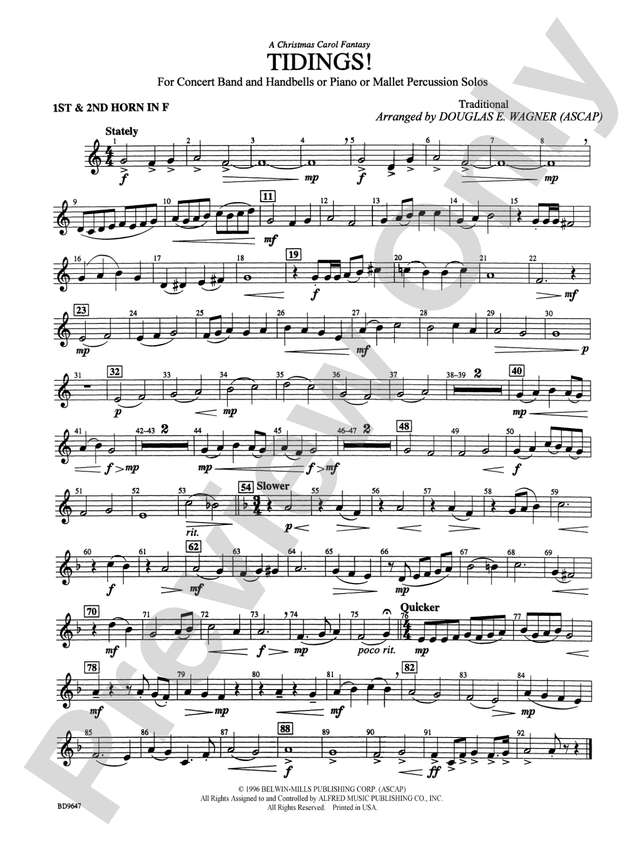 Tidings! (A Christmas Carol Fantasy): 1st & 2nd F Horns