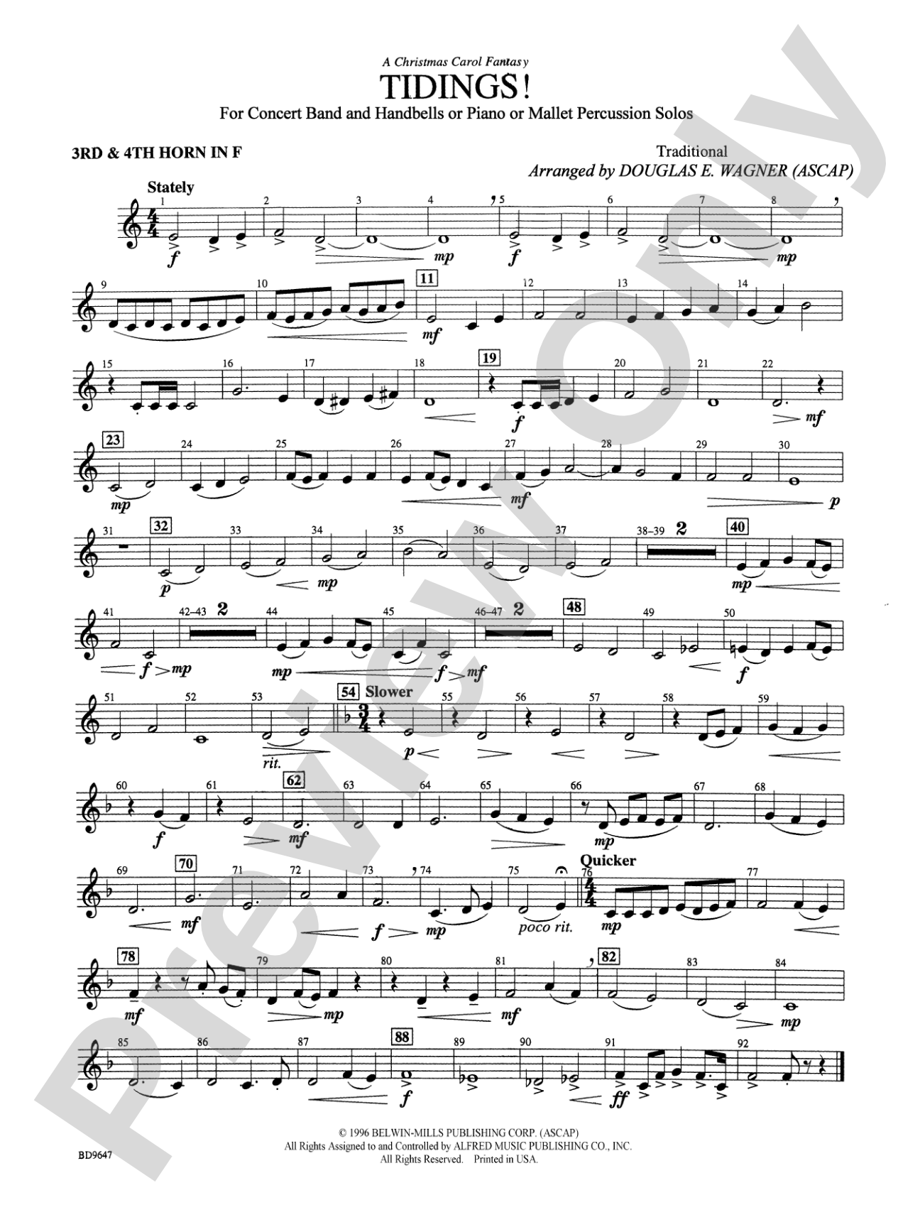 Tidings! (A Christmas Carol Fantasy): 3rd & 4th F Horns