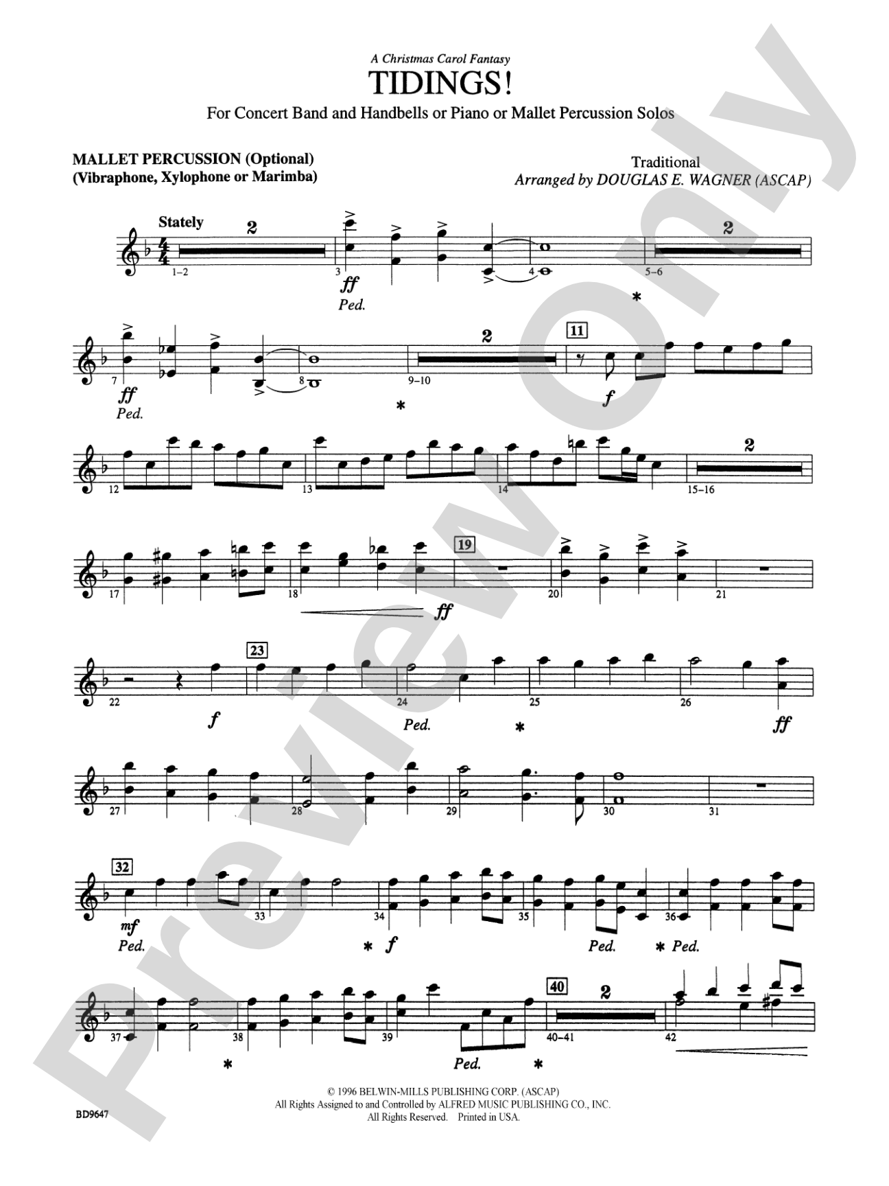 Tidings! (A Christmas Carol Fantasy): Optional Mallet Percussion (Vibraphone, Xylophone, or Marimba)