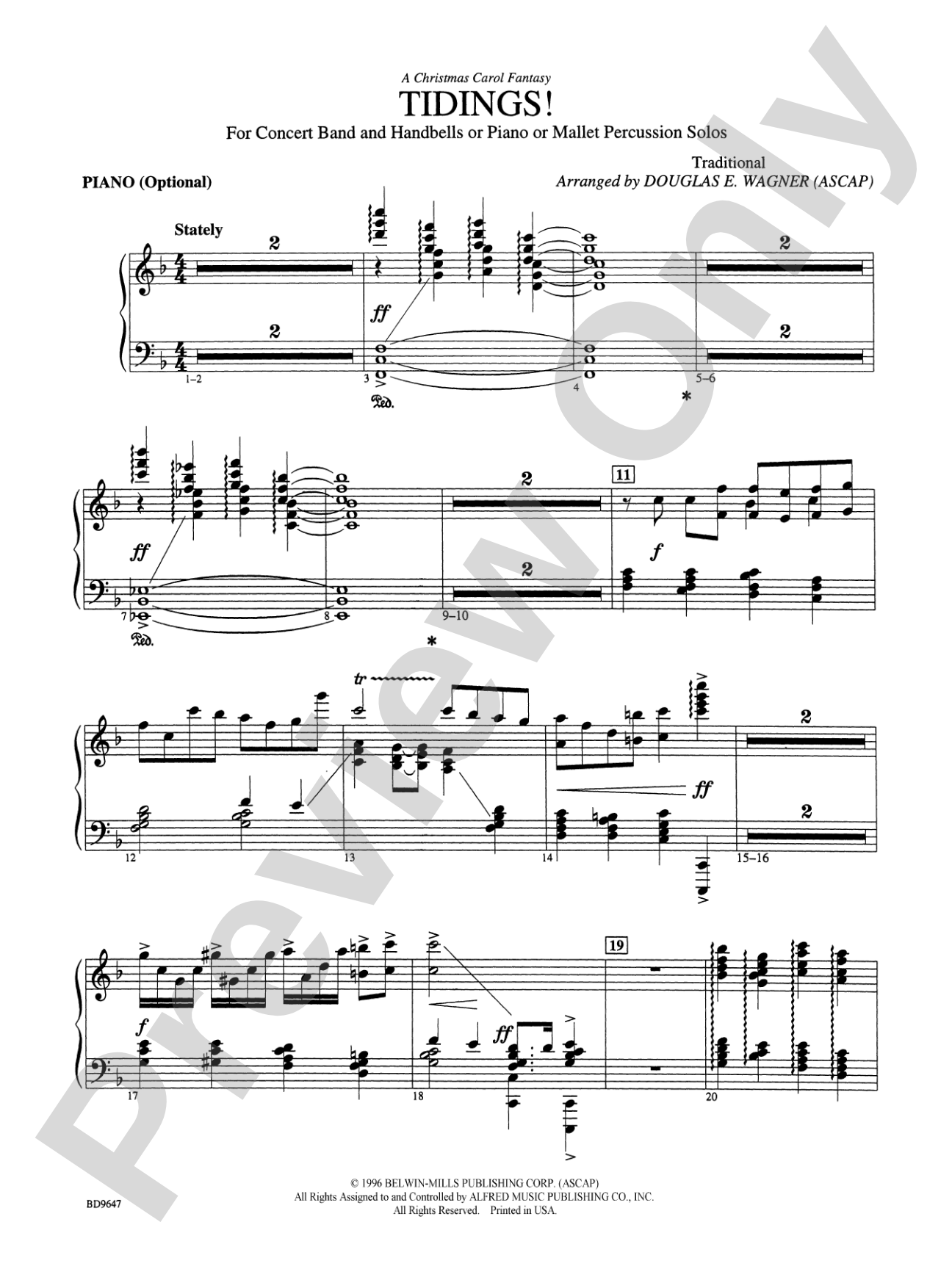 Tidings! (A Christmas Carol Fantasy): Optional Piano