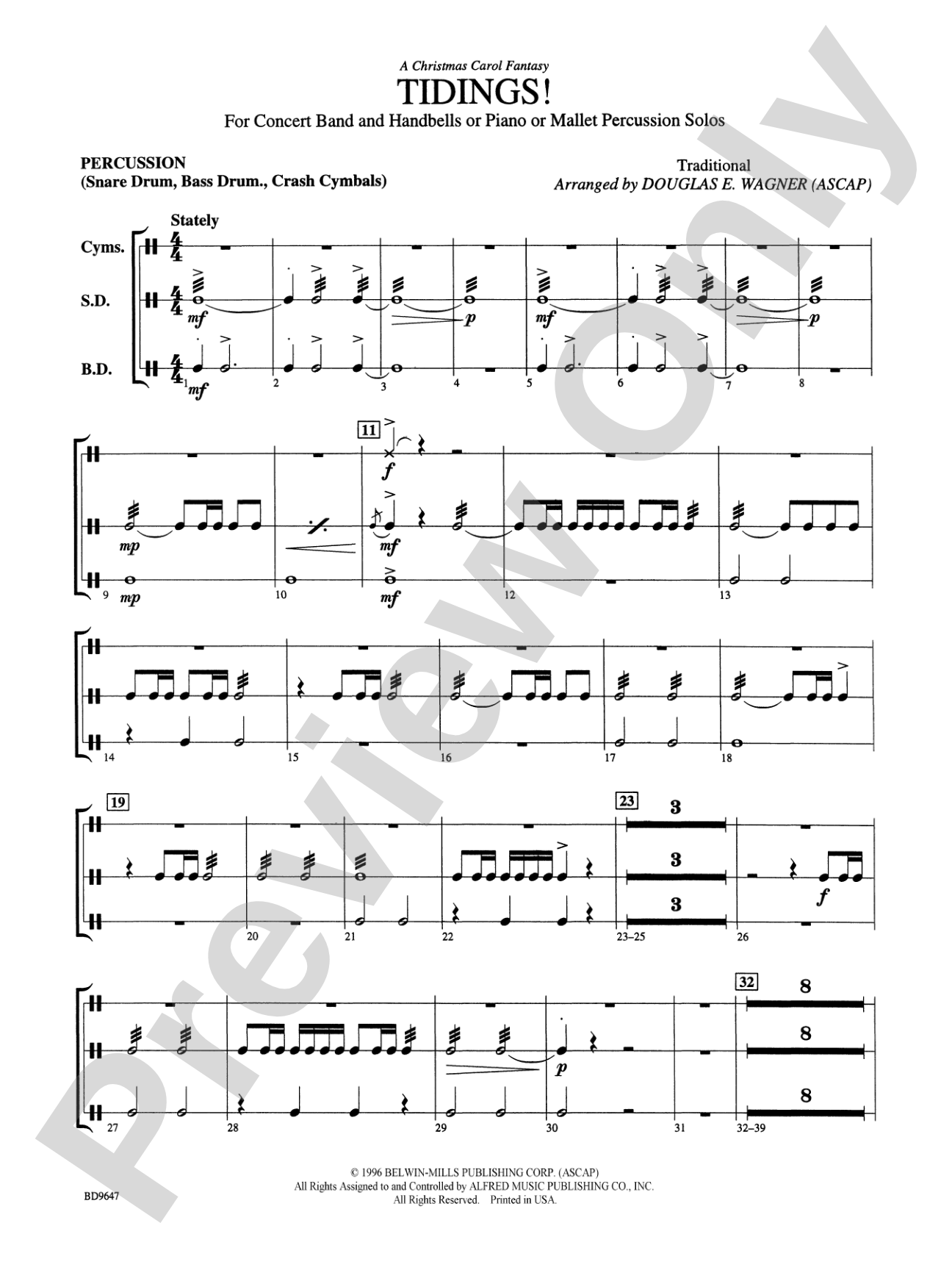 Tidings! (A Christmas Carol Fantasy): 1st Percussion