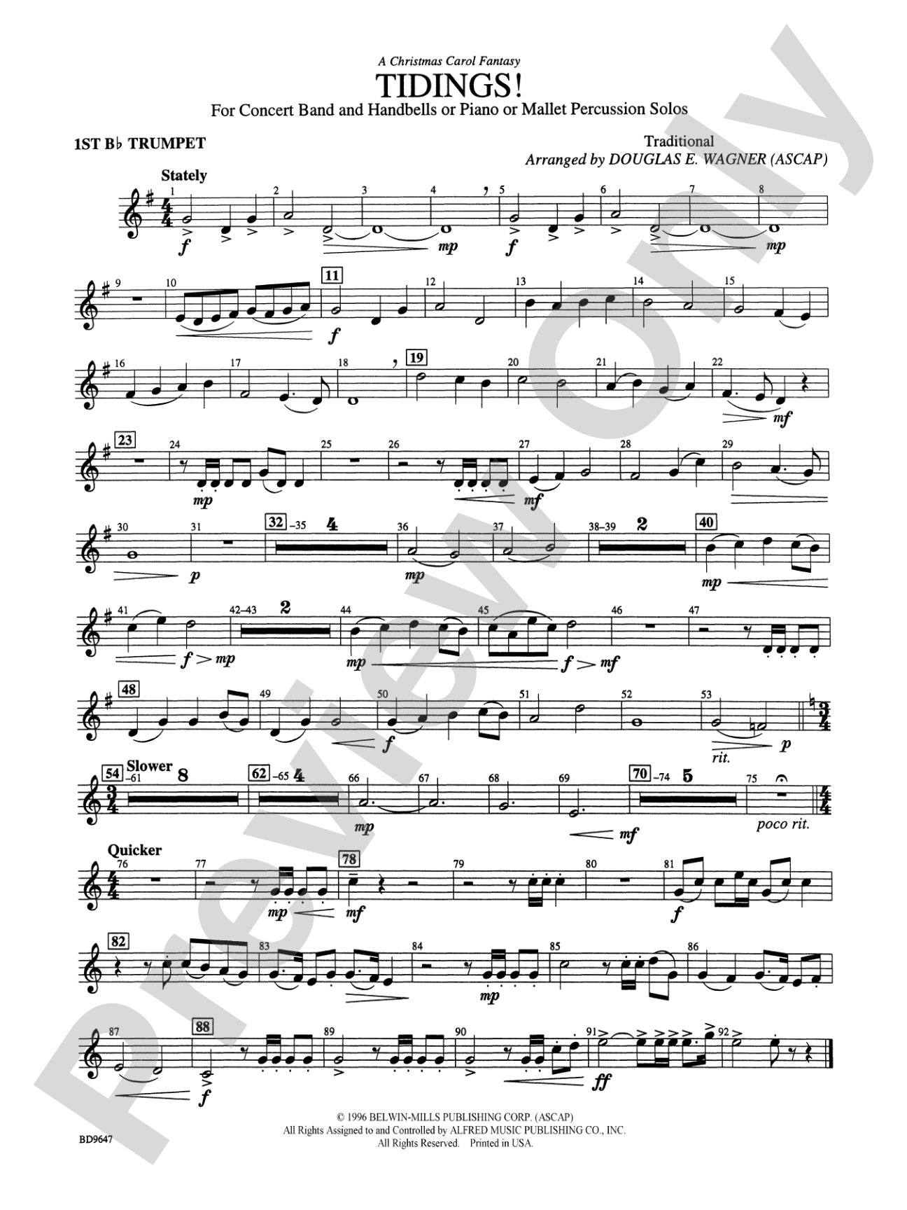 Tidings! (A Christmas Carol Fantasy): 1st B-flat Trumpet