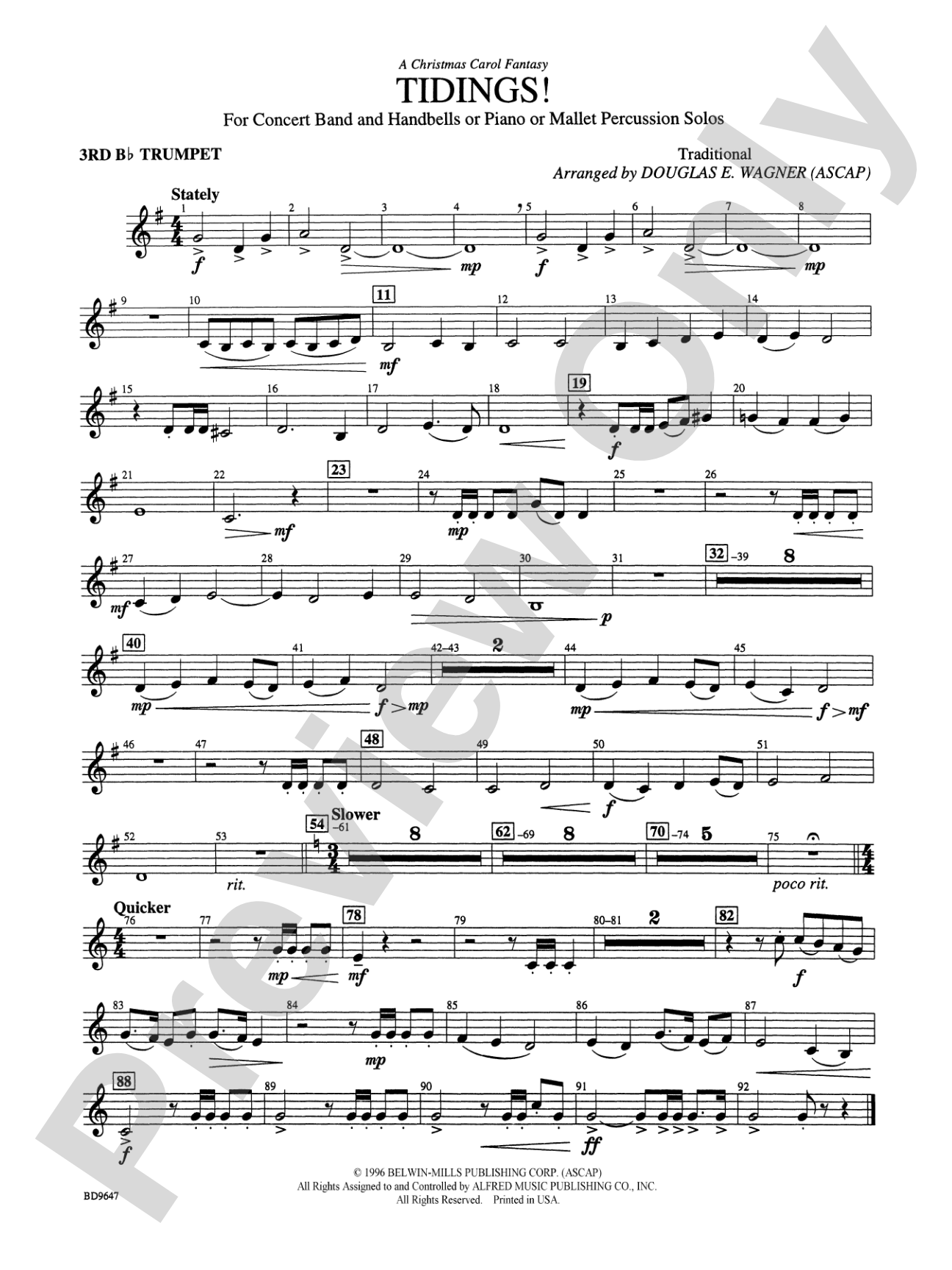 Tidings! (A Christmas Carol Fantasy): 3rd B-flat Trumpet