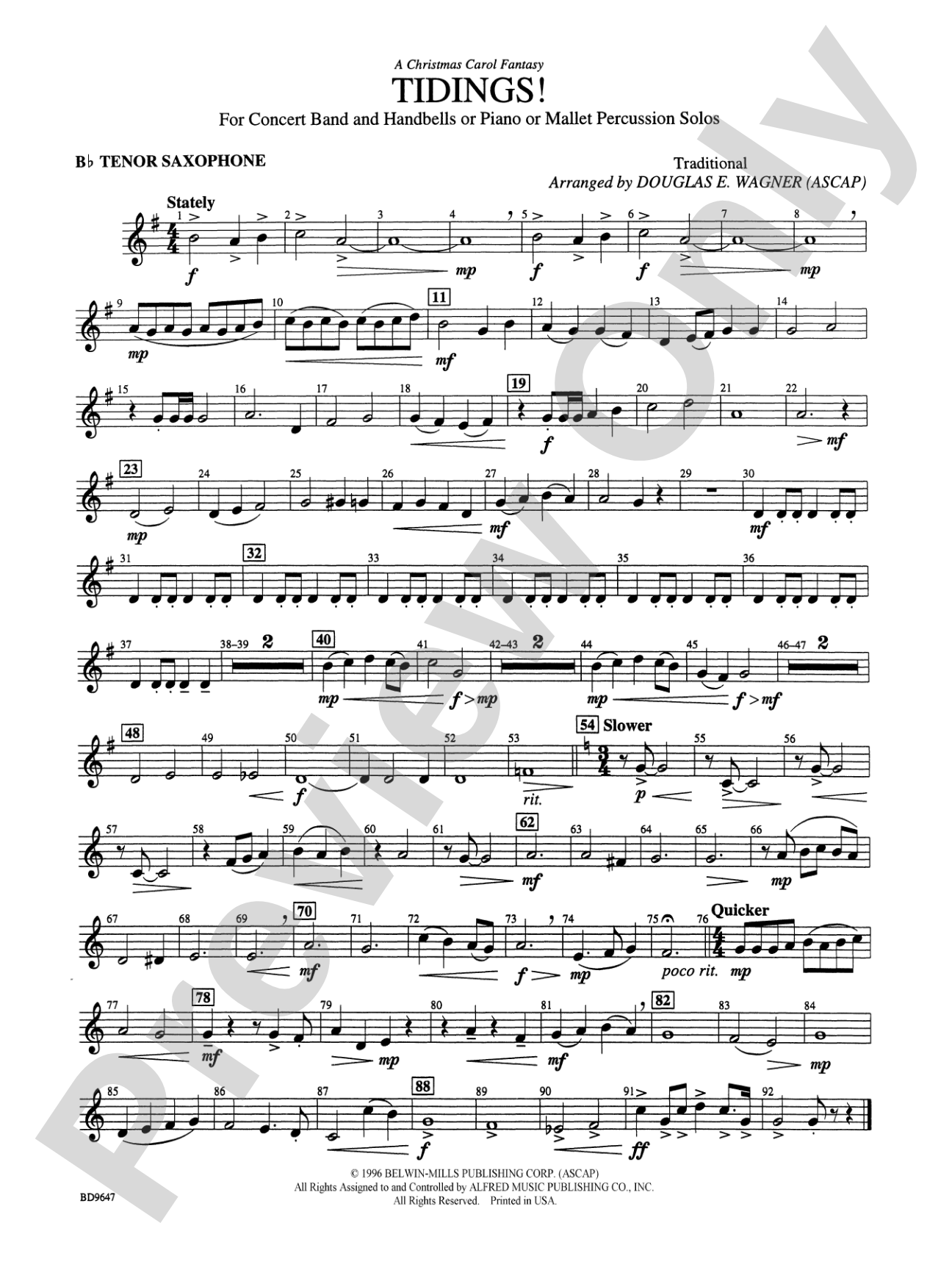 Tidings! (A Christmas Carol Fantasy): B-flat Tenor Saxophone