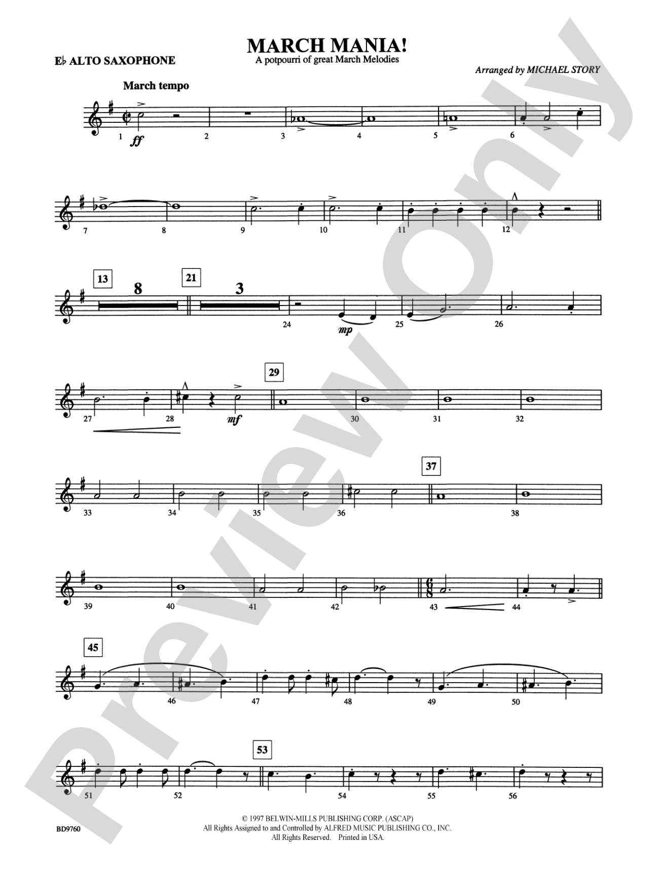 March Mania! (A Potpourri of Great March Melodies): E-flat Alto Saxophone