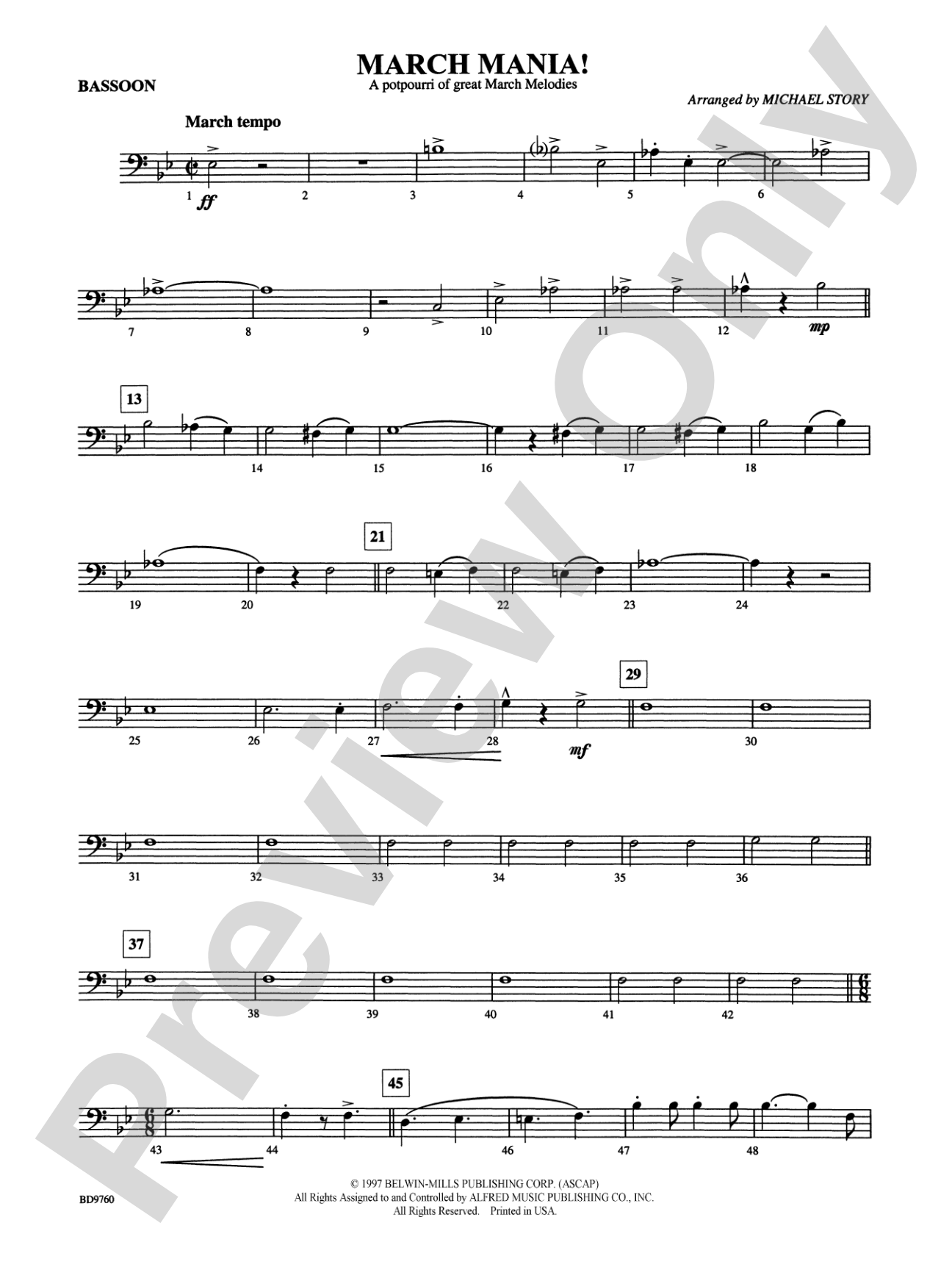 March Mania! (A Potpourri of Great March Melodies): Bassoon