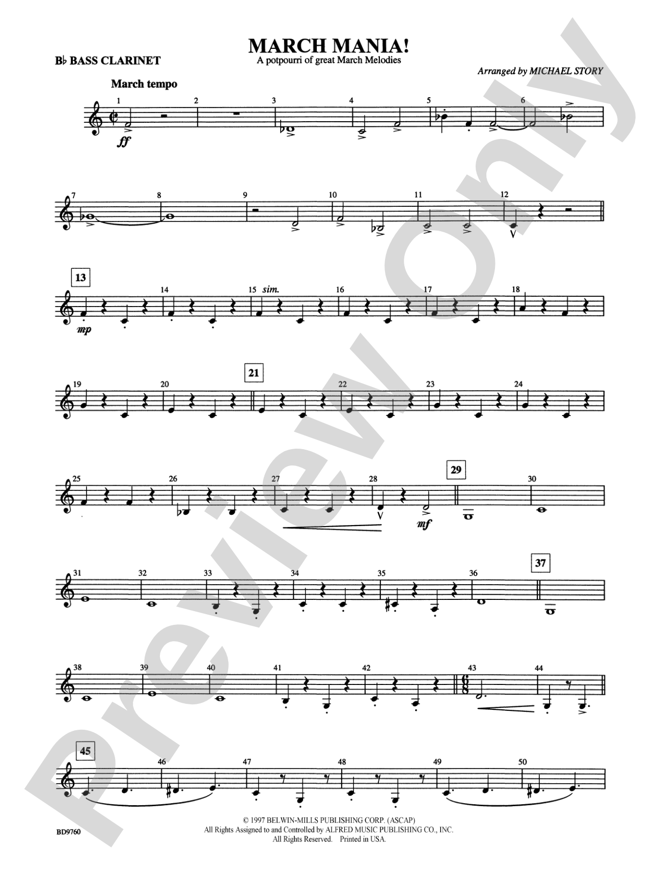 March Mania! (A Potpourri of Great March Melodies): B-flat Bass Clarinet