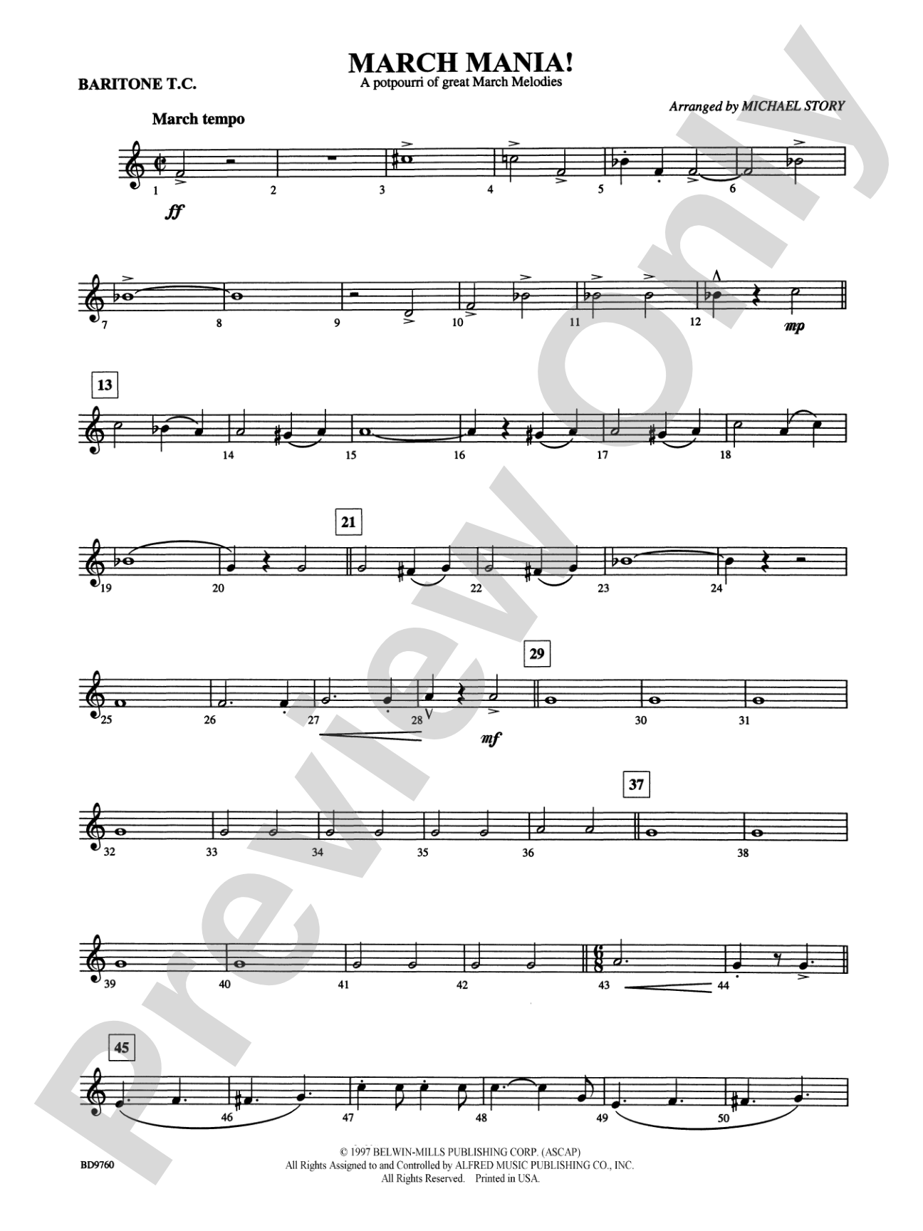March Mania! (A Potpourri of Great March Melodies): Baritone T.C.