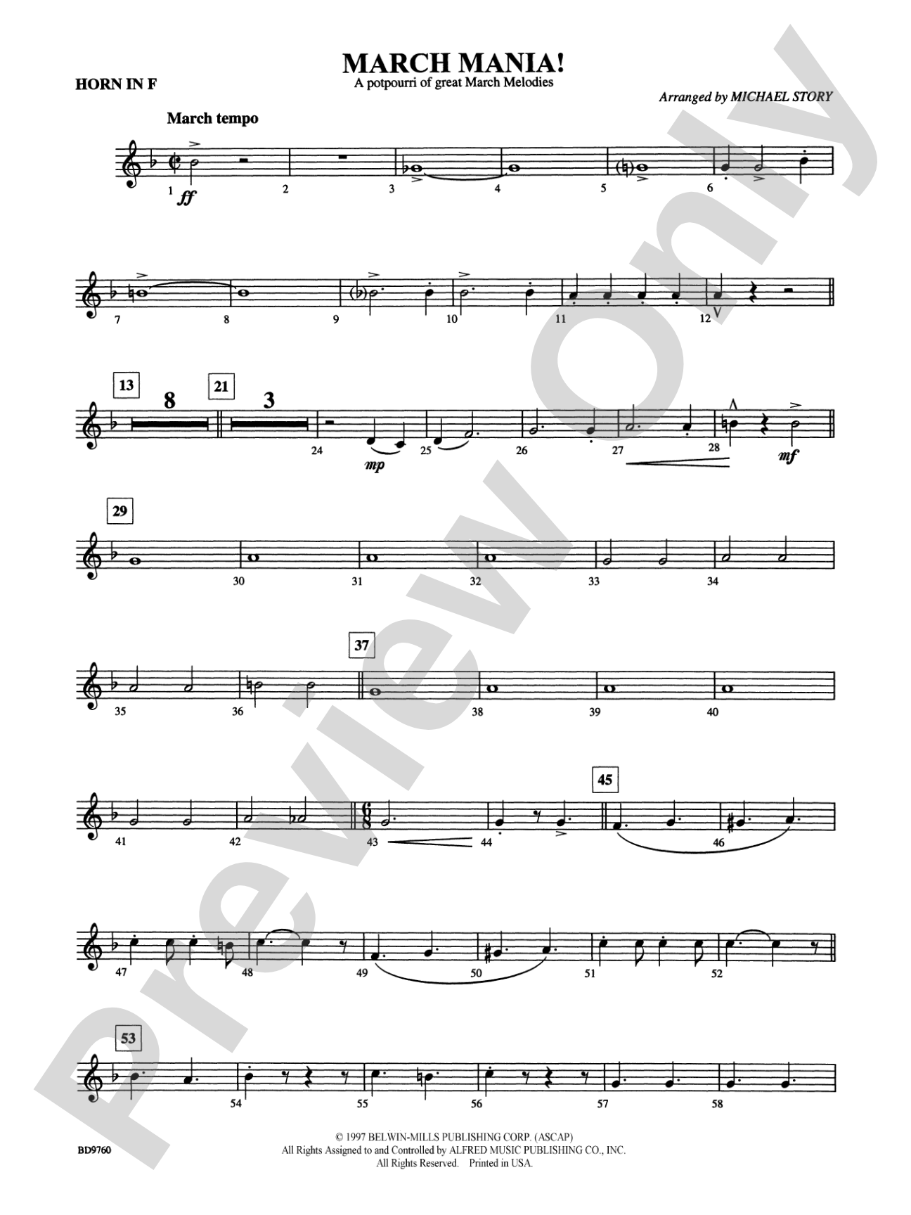 March Mania! (A Potpourri of Great March Melodies): 1st F Horn