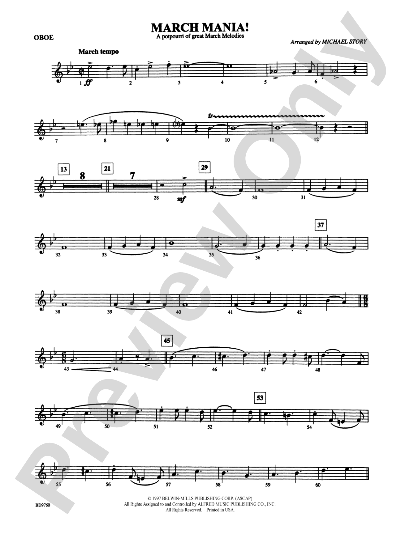 March Mania! (A Potpourri of Great March Melodies): Oboe