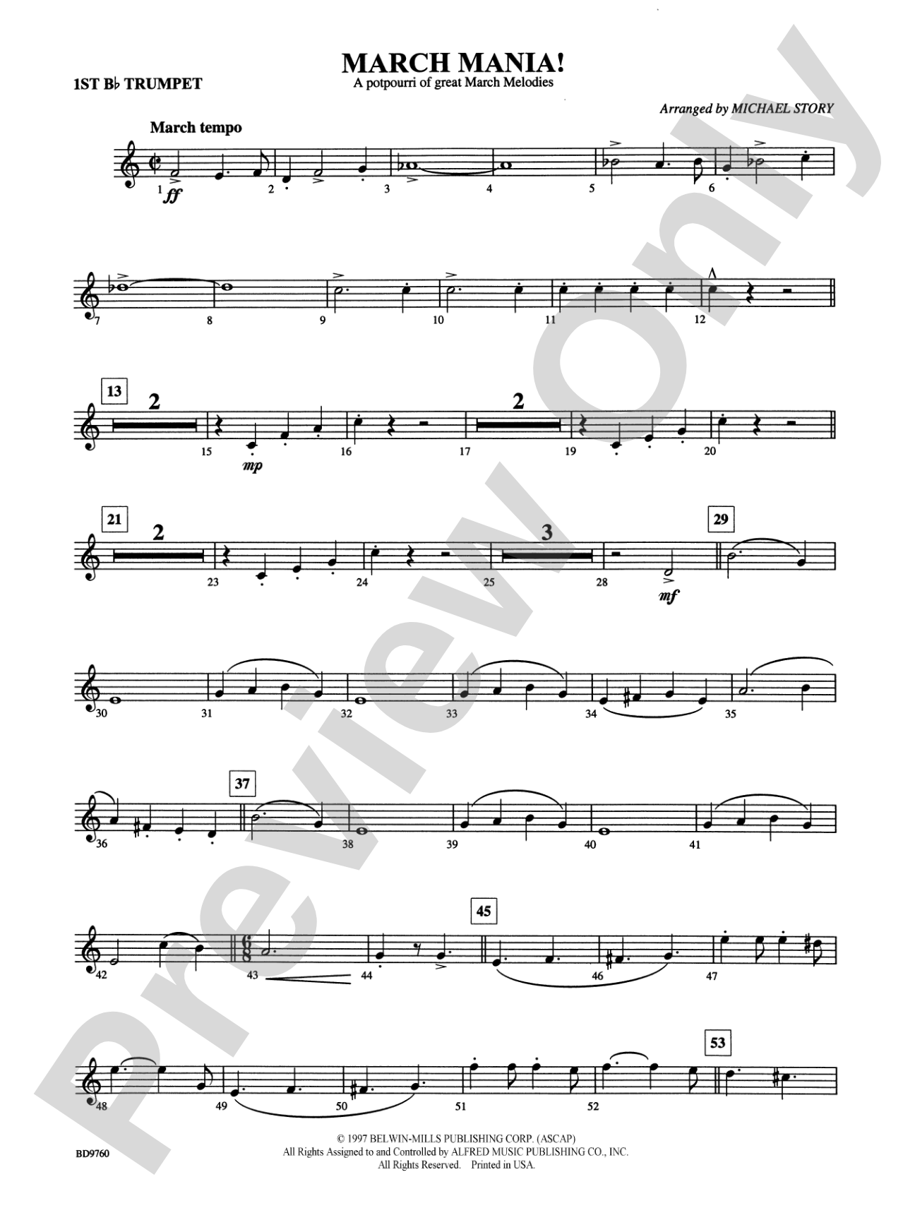 March Mania! (A Potpourri of Great March Melodies): 1st B-flat Trumpet