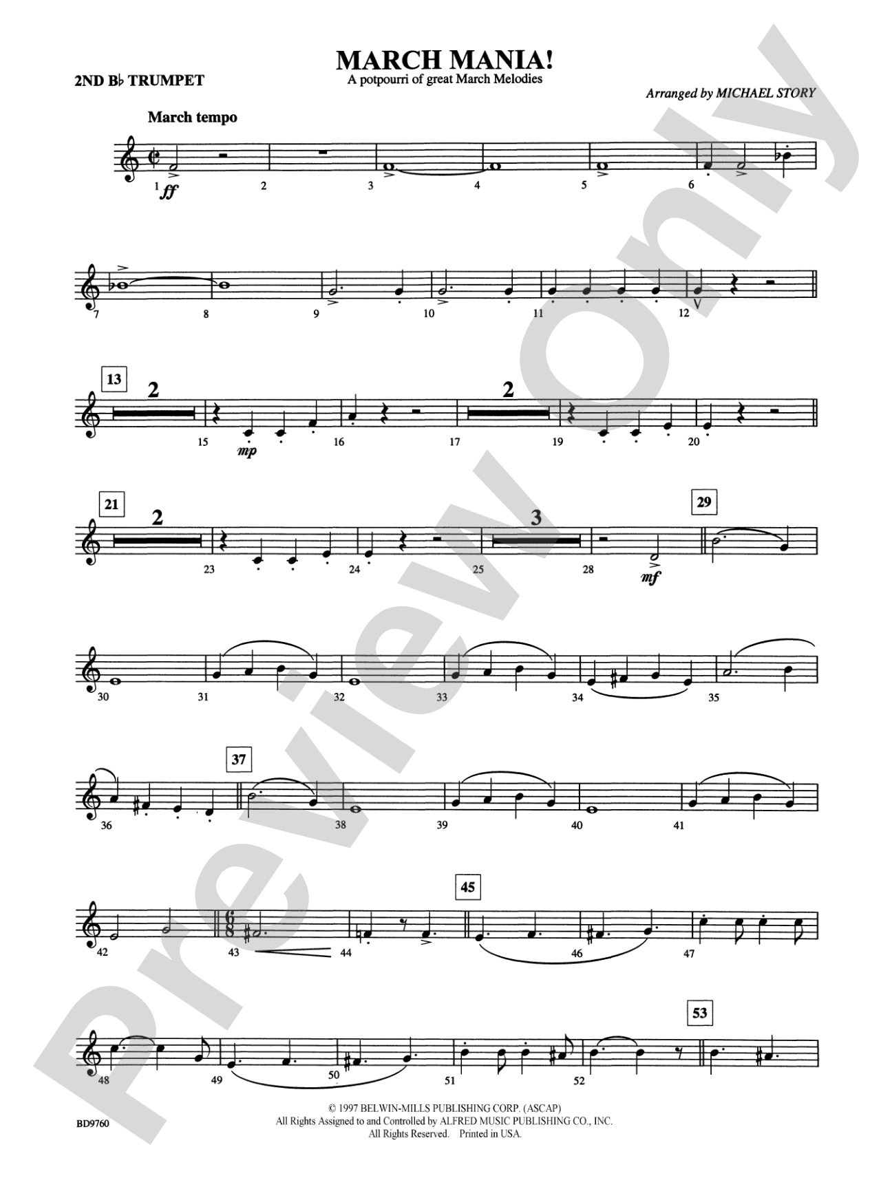 March Mania! (A Potpourri of Great March Melodies): 2nd B-flat Trumpet