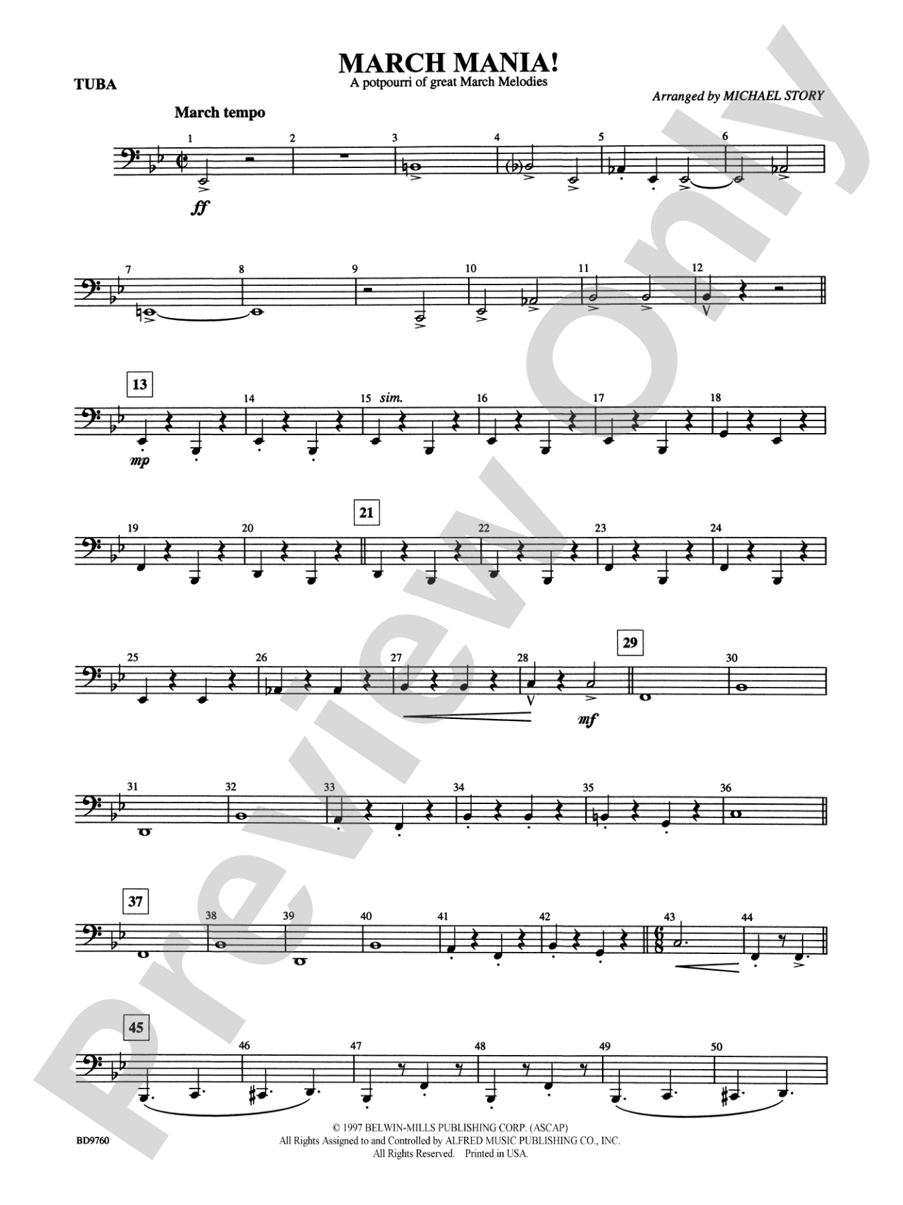 March Mania! (A Potpourri of Great March Melodies): Tuba