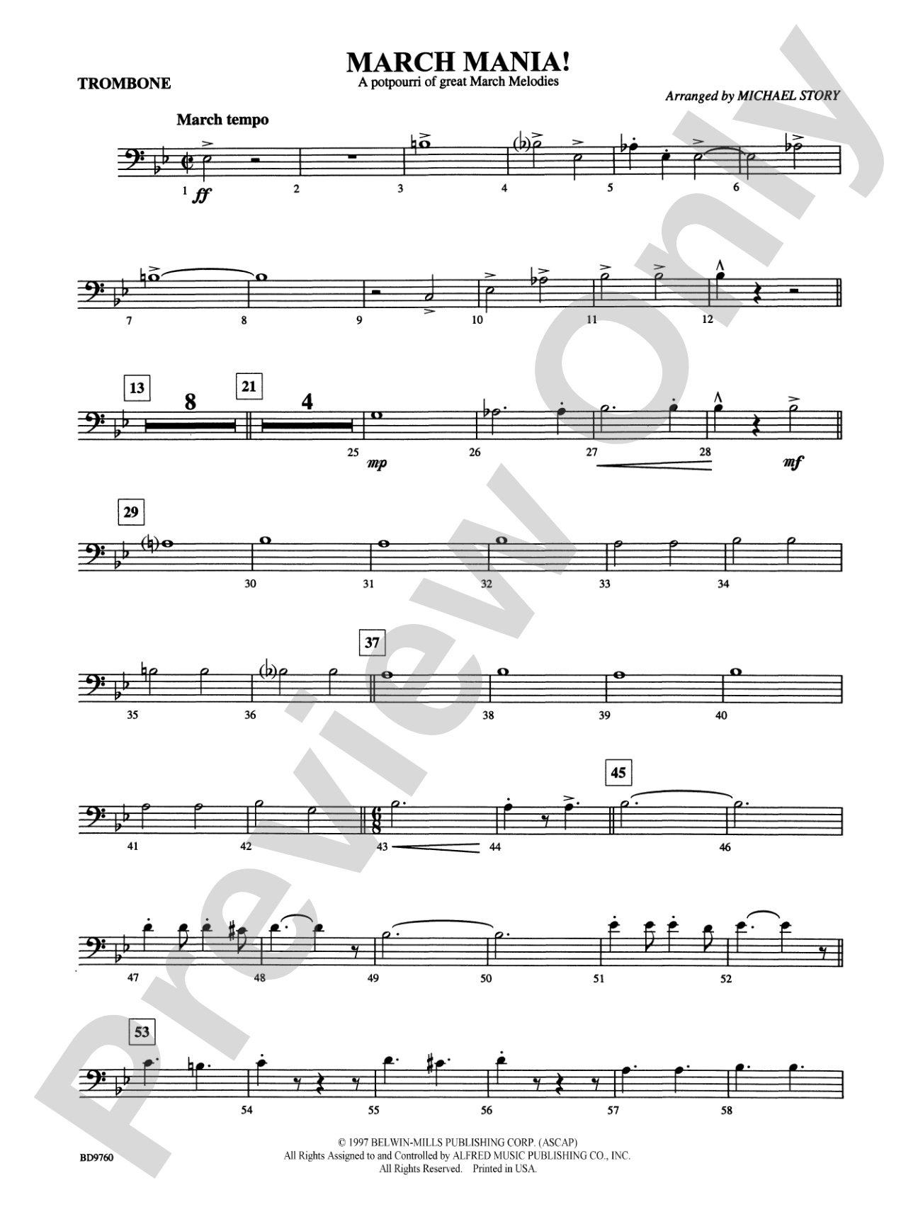 March Mania! (A Potpourri of Great March Melodies): 1st Trombone
