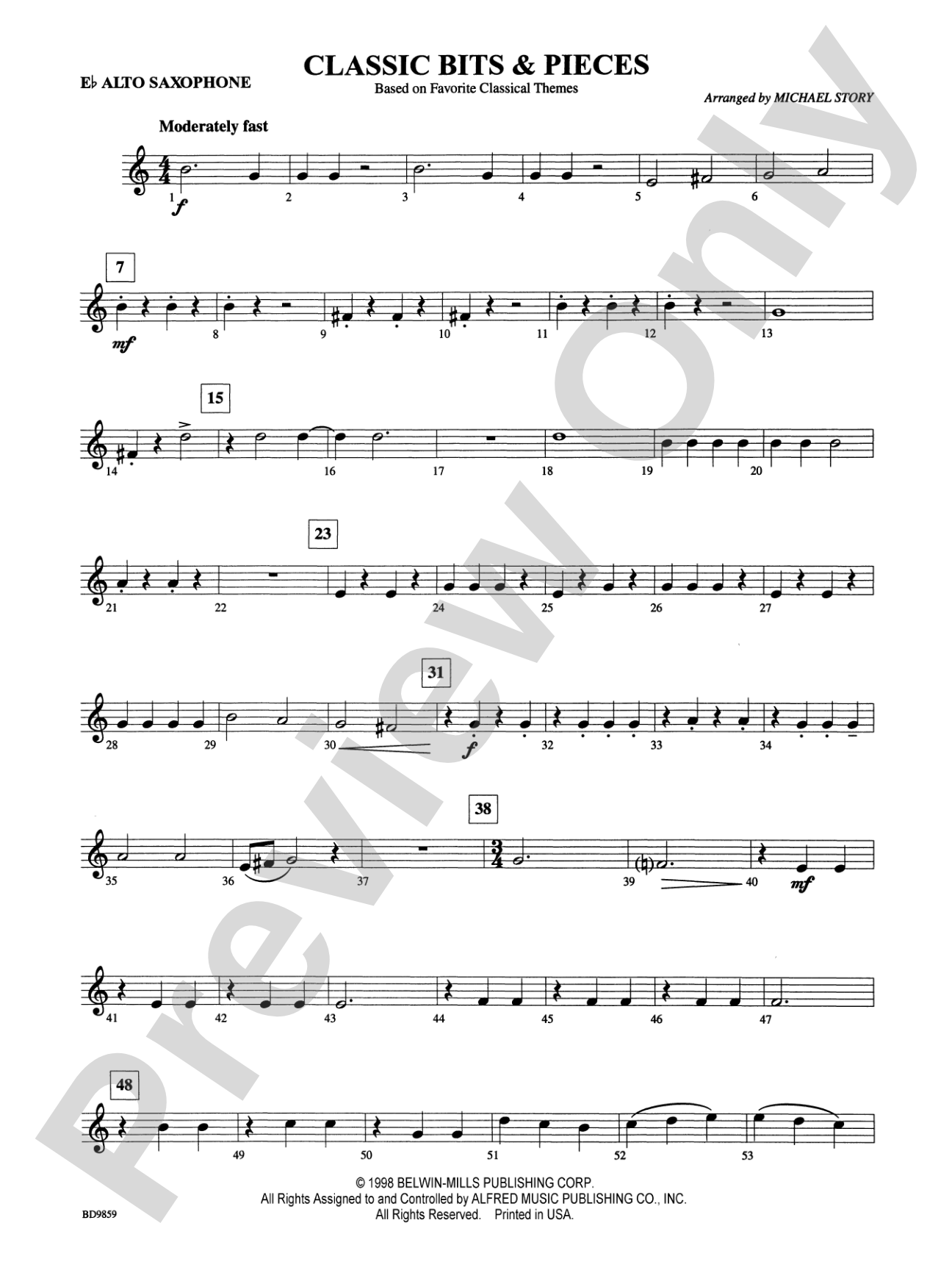 Classic Bits & Pieces (based on Favorite Classic Themes): E-flat Alto Saxophone