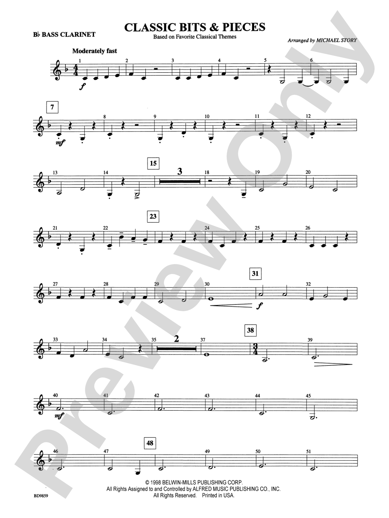 Classic Bits & Pieces (based on Favorite Classic Themes): B-flat Bass Clarinet