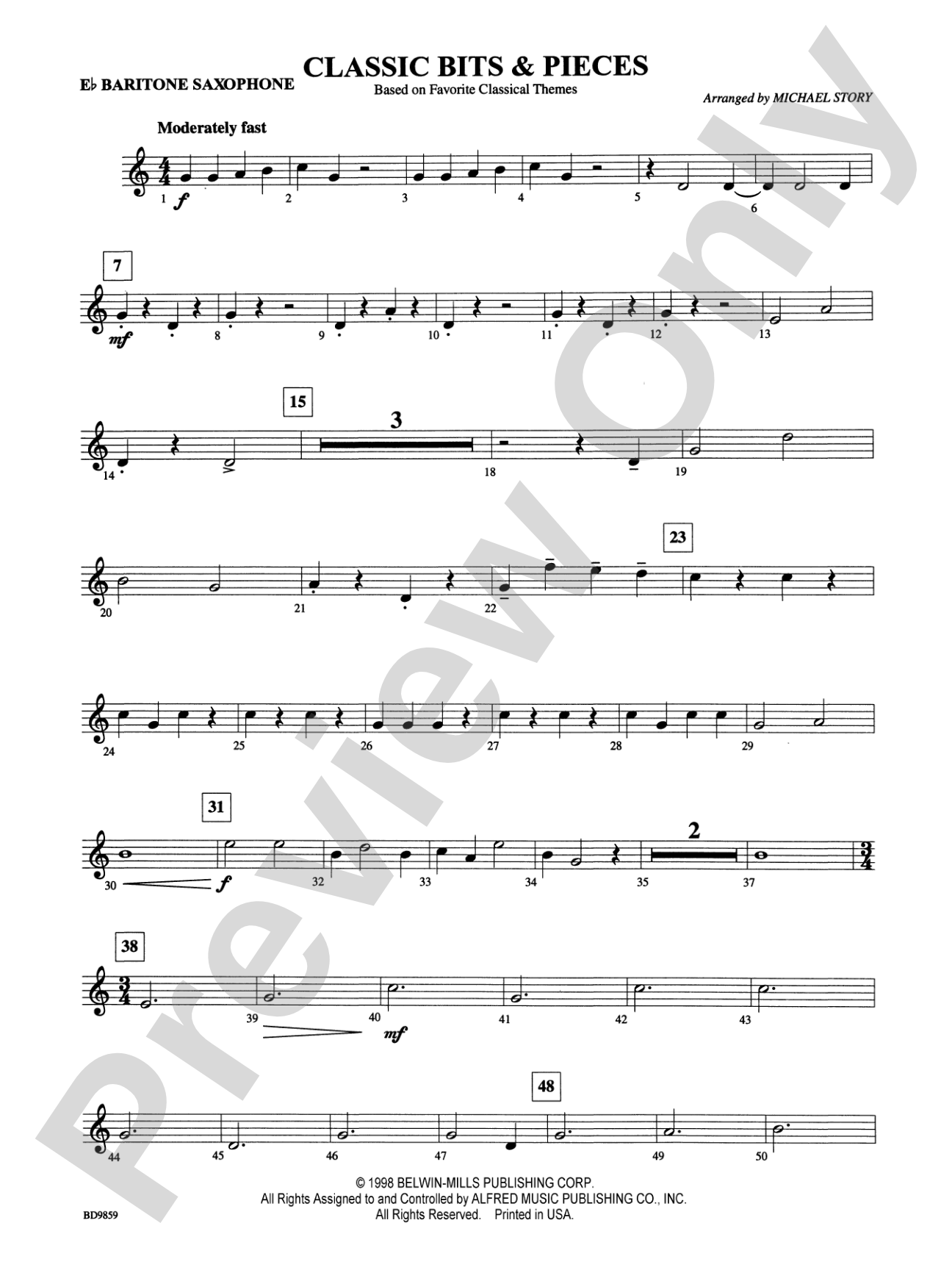 Classic Bits & Pieces (based on Favorite Classic Themes): E-flat Baritone Saxophone