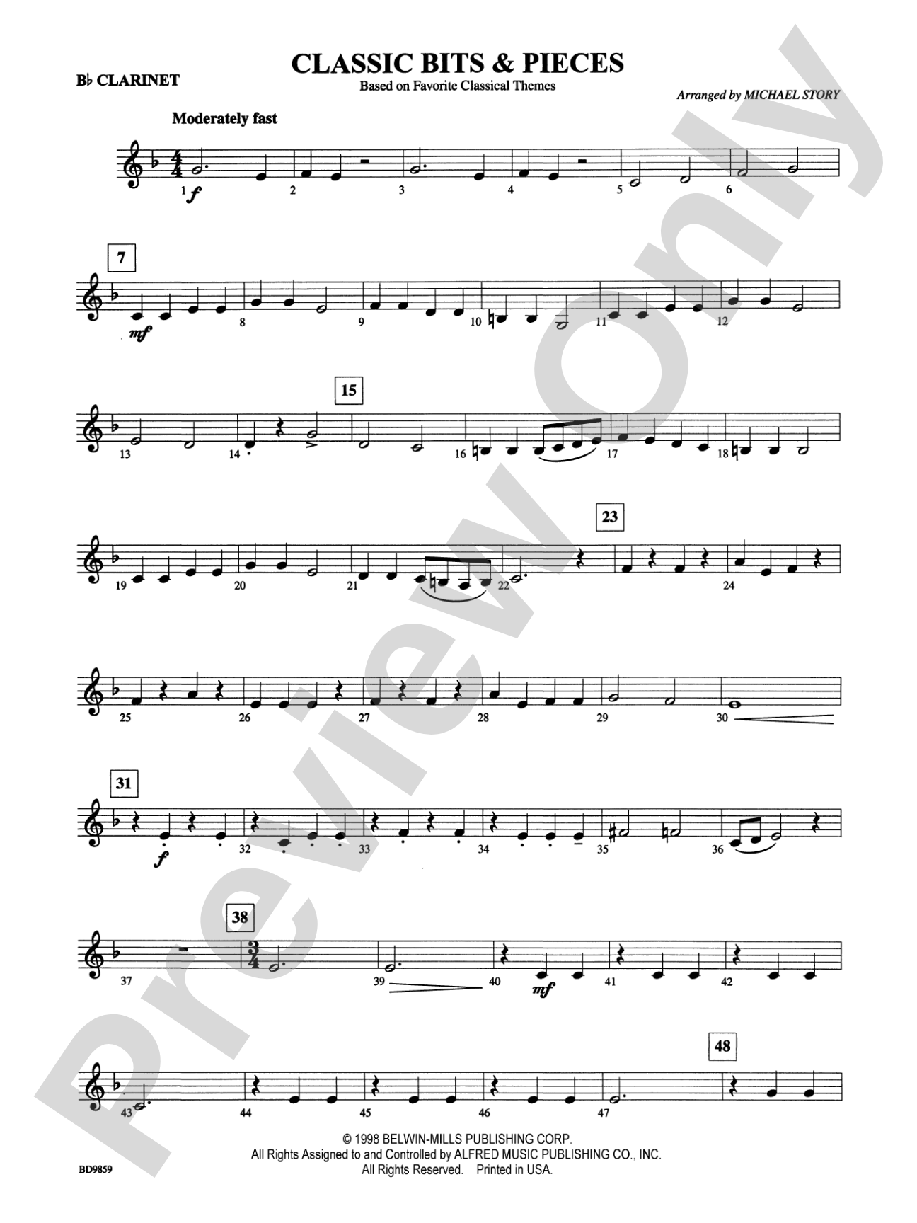 Classic Bits & Pieces (based on Favorite Classic Themes): 1st B-flat Clarinet