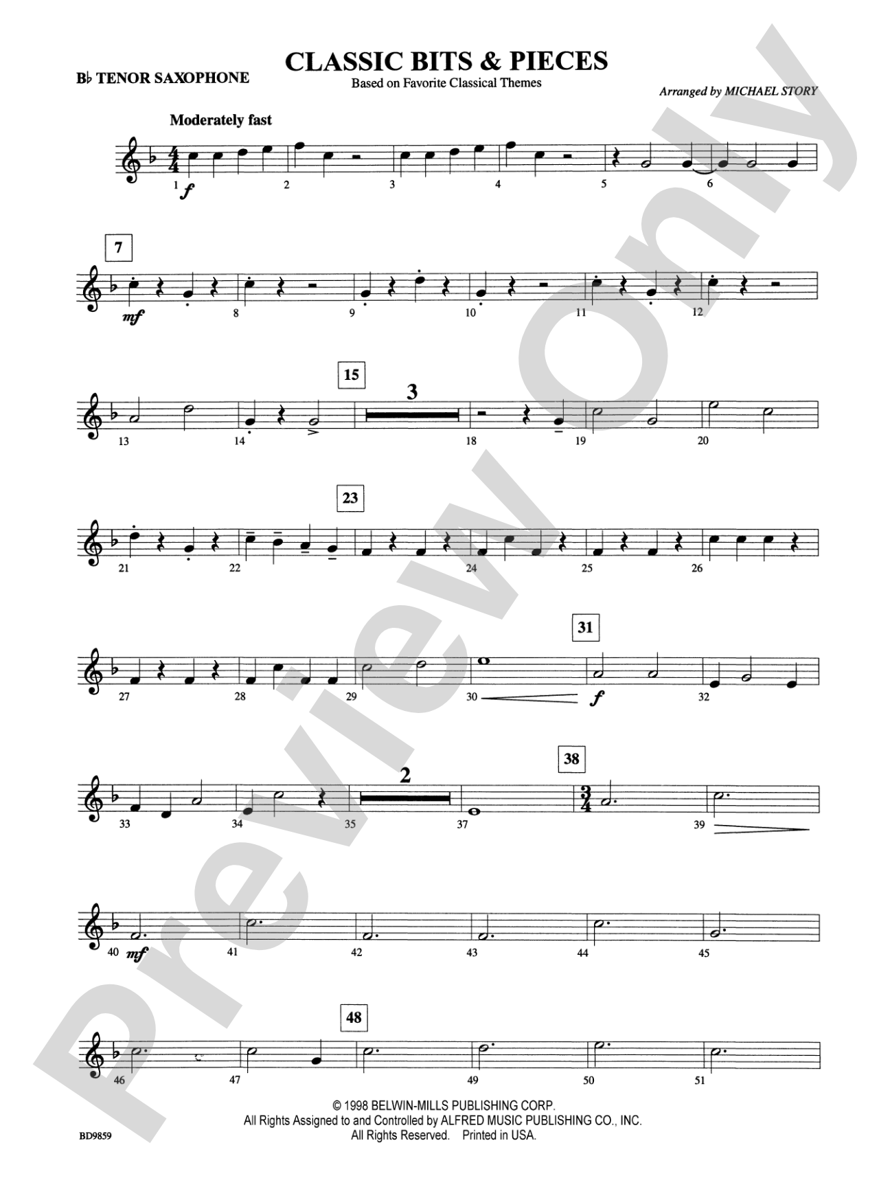 Classic Bits & Pieces (based on Favorite Classic Themes): B-flat Tenor Saxophone