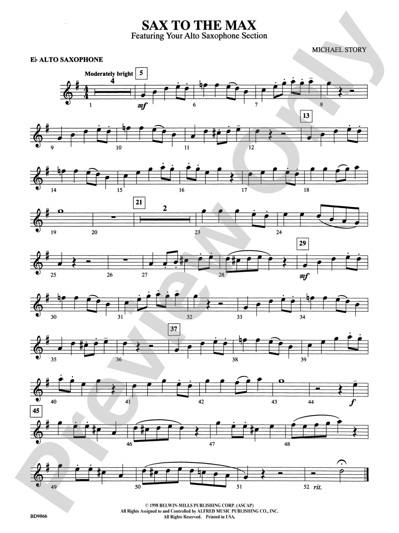 Sax to the Max (featuring your Alto Saxophone Section): E-flat Alto Saxophone