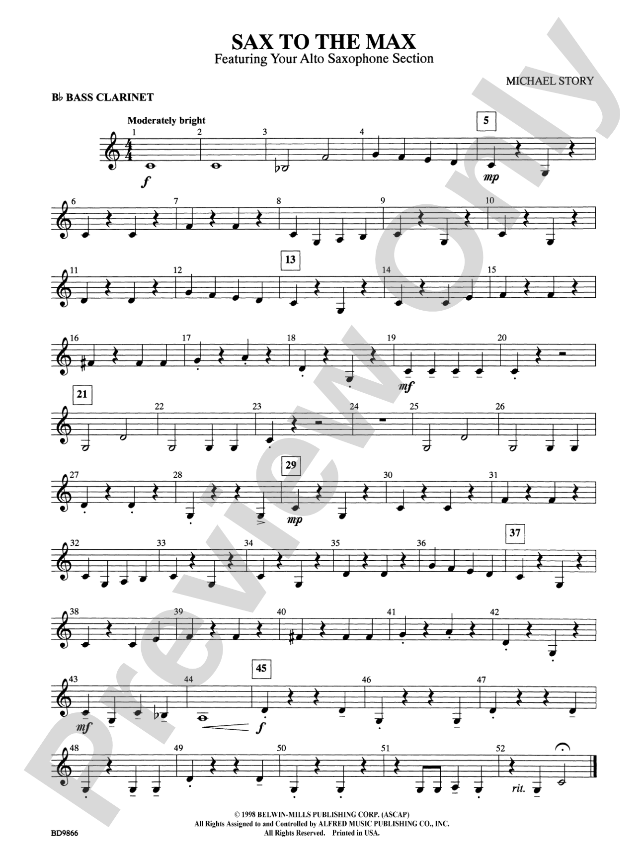 Sax to the Max (featuring your Alto Saxophone Section): B-flat Bass Clarinet