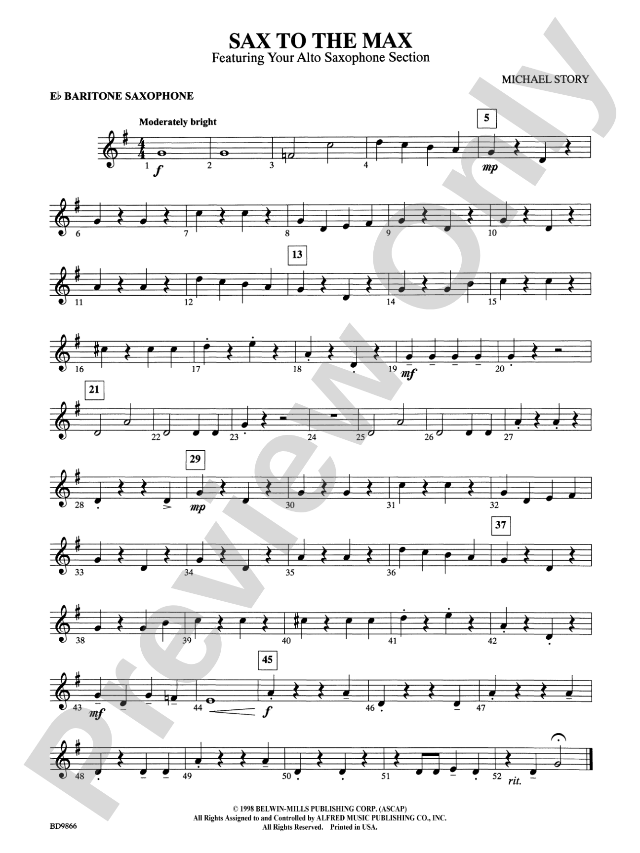 Sax to the Max (featuring your Alto Saxophone Section): E-flat Baritone Saxophone