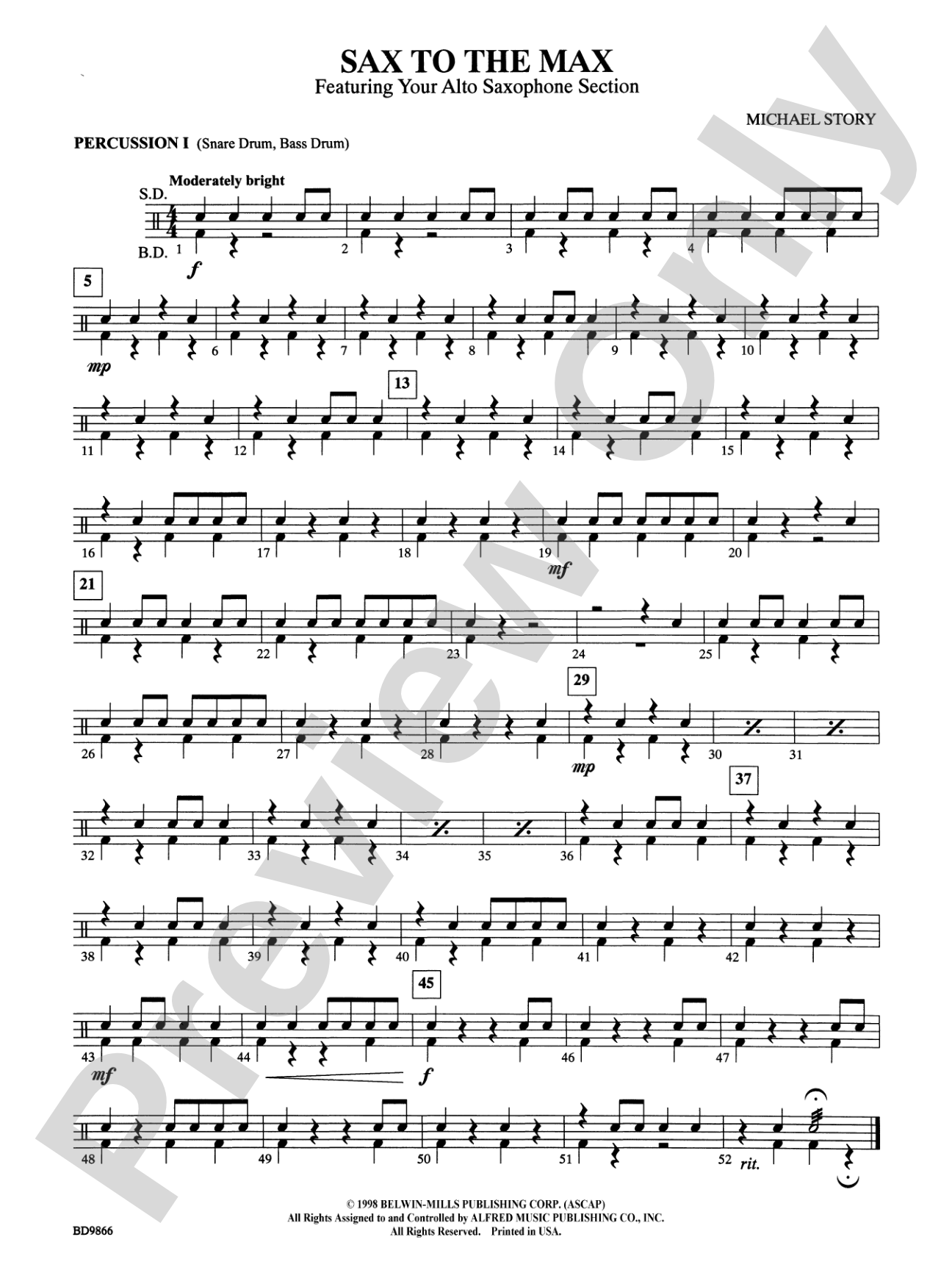 Sax to the Max (featuring your Alto Saxophone Section): 1st Percussion
