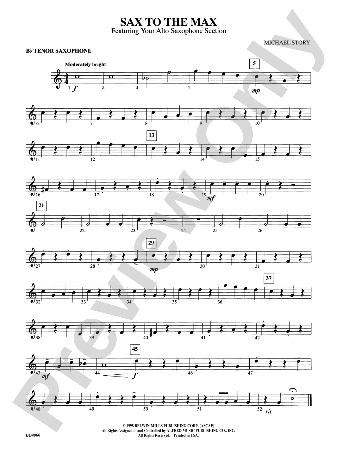 Sax to the Max (featuring your Alto Saxophone Section): B-flat Tenor Saxophone