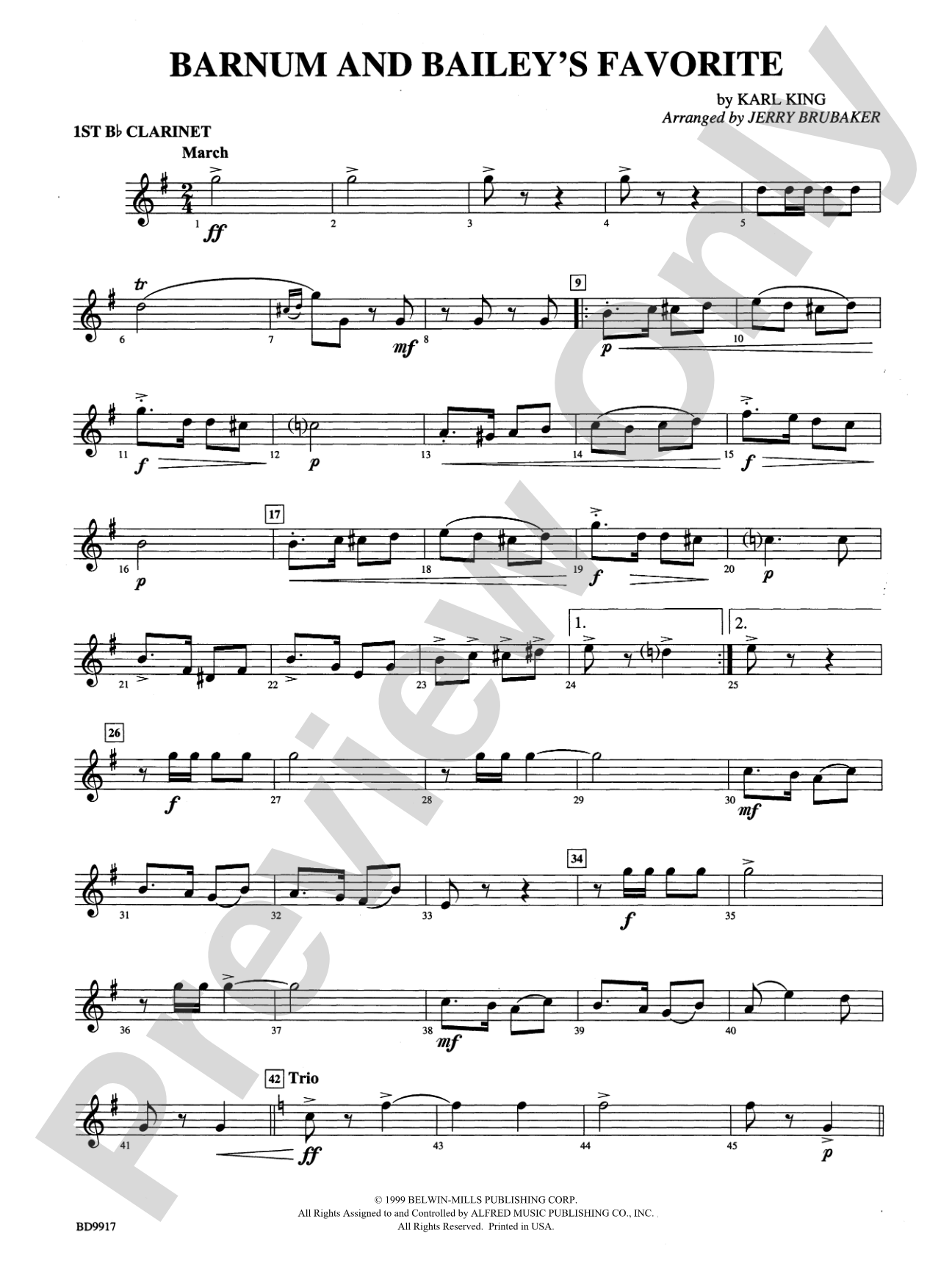 Barnum and Bailey's Favorite: 1st B-flat Clarinet