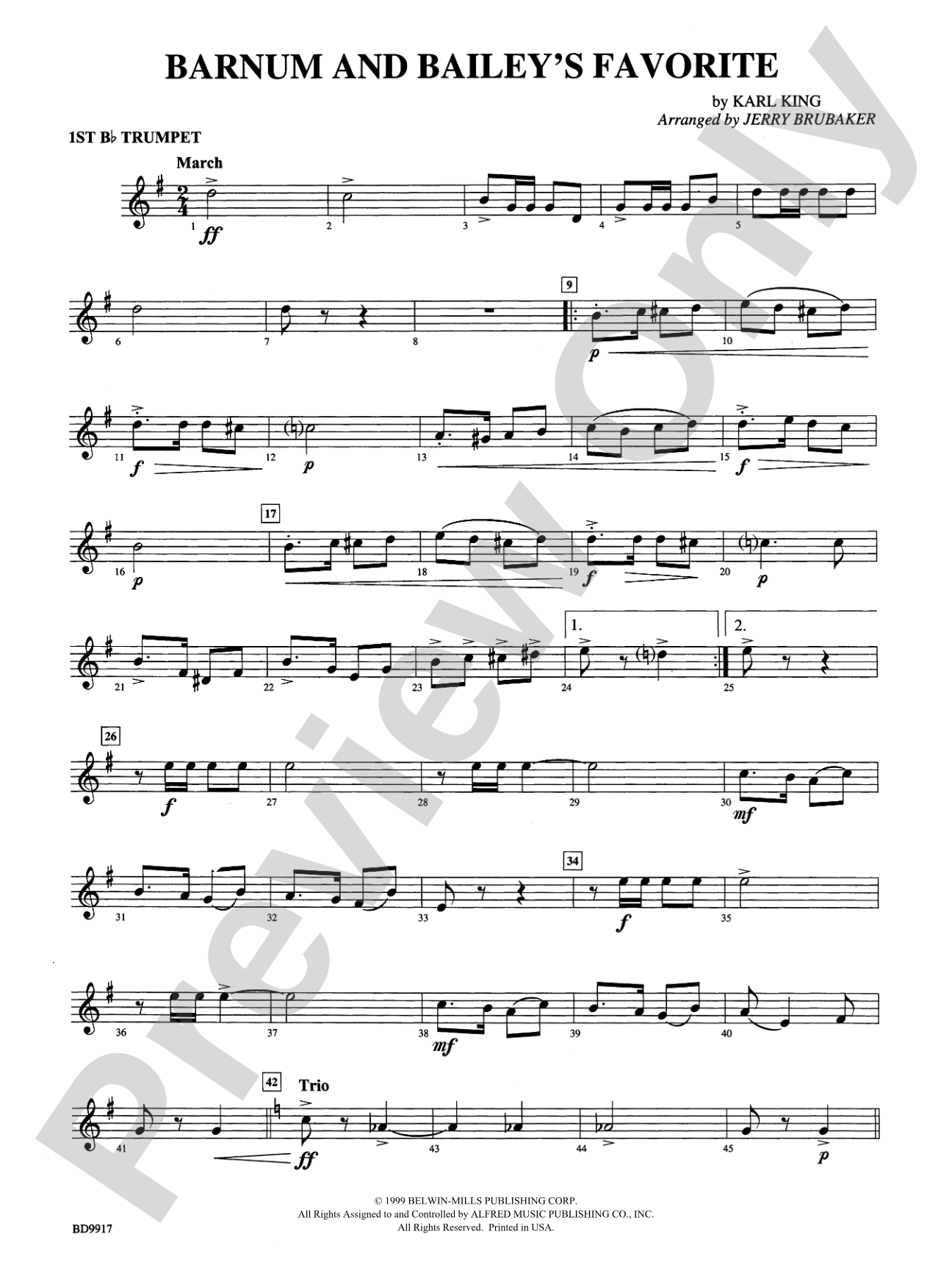 Barnum and Bailey's Favorite: 1st B-flat Trumpet