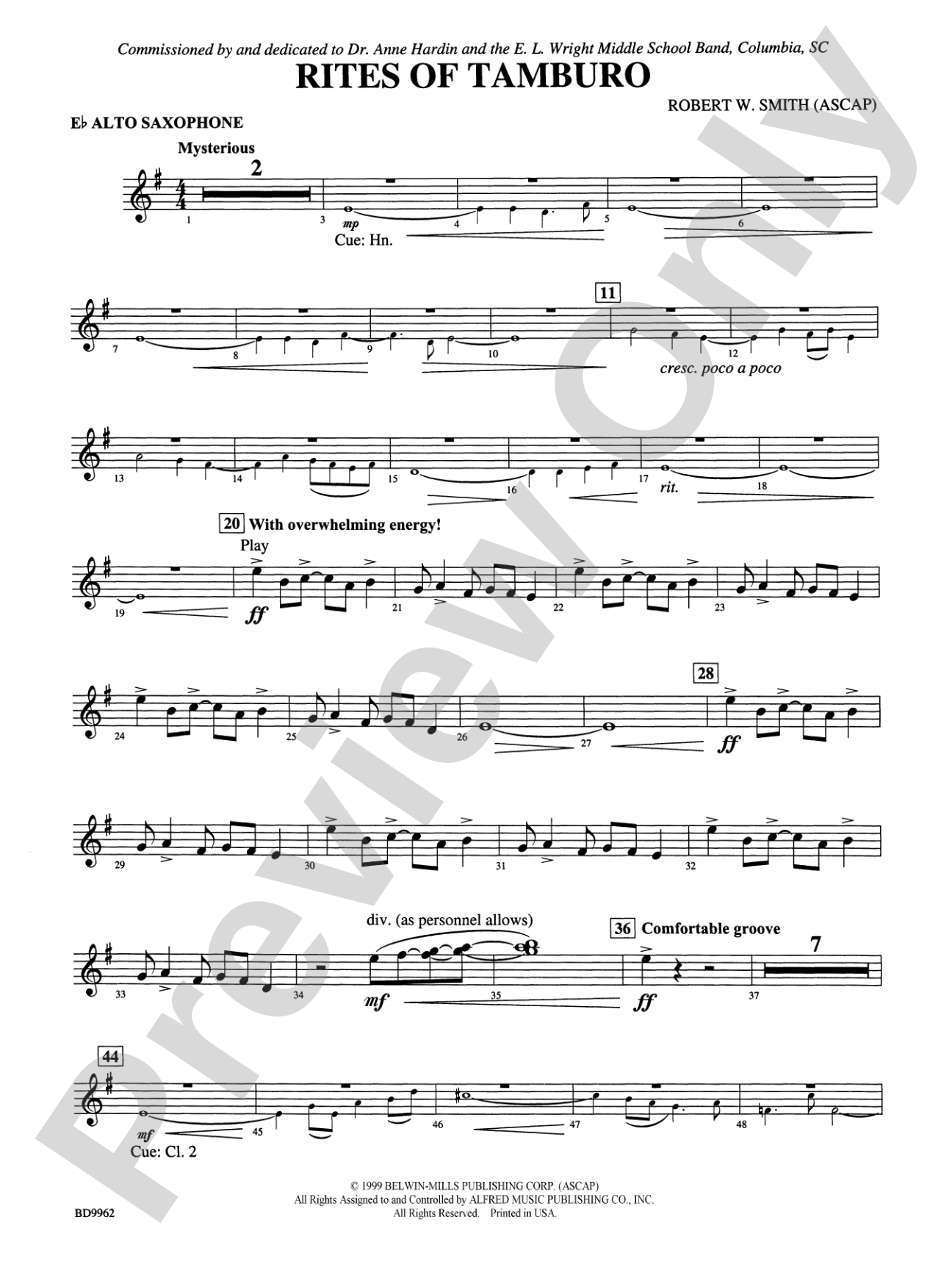 Rites of Tamburo: E-flat Alto Saxophone