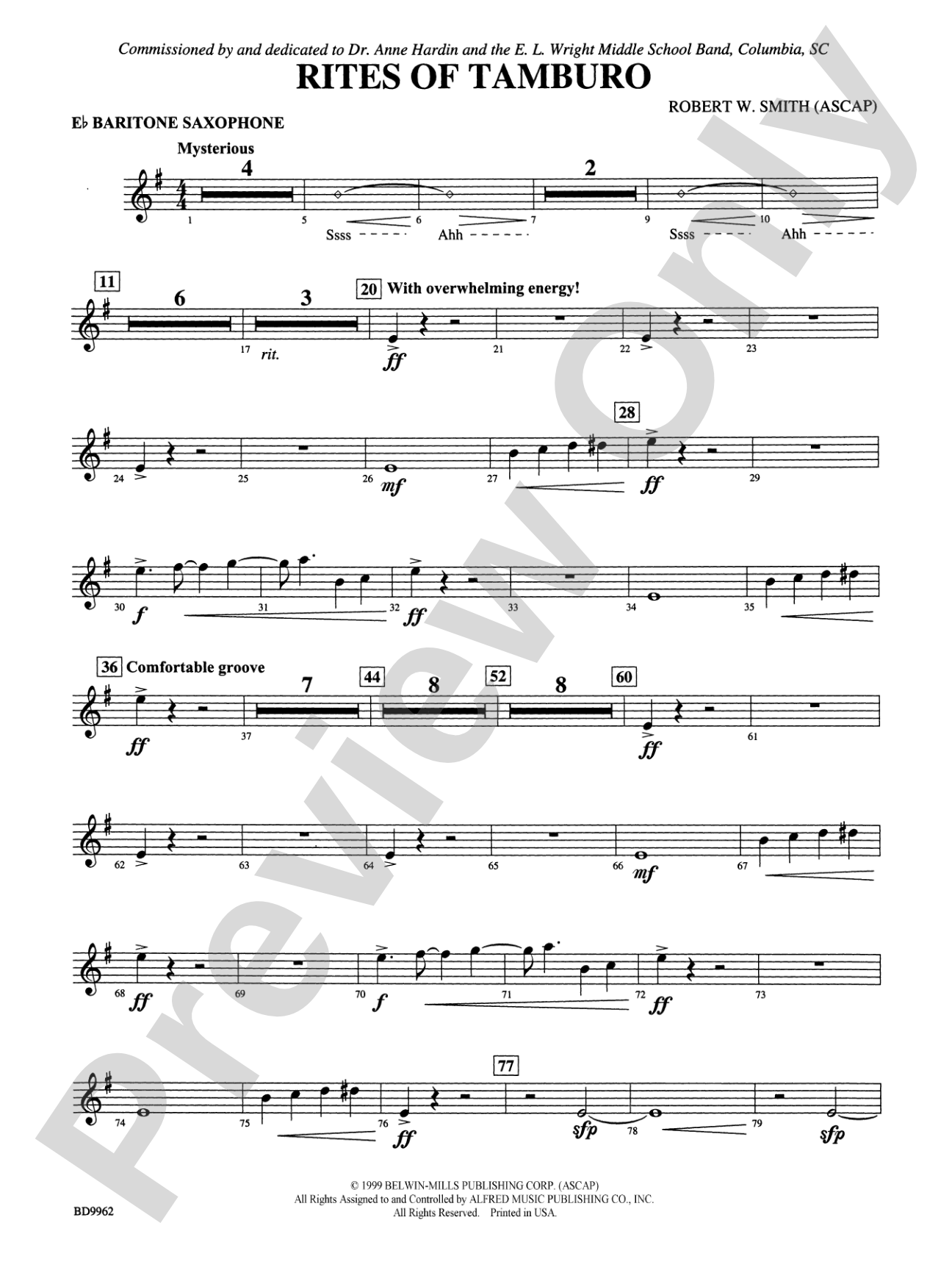 Rites of Tamburo: E-flat Baritone Saxophone