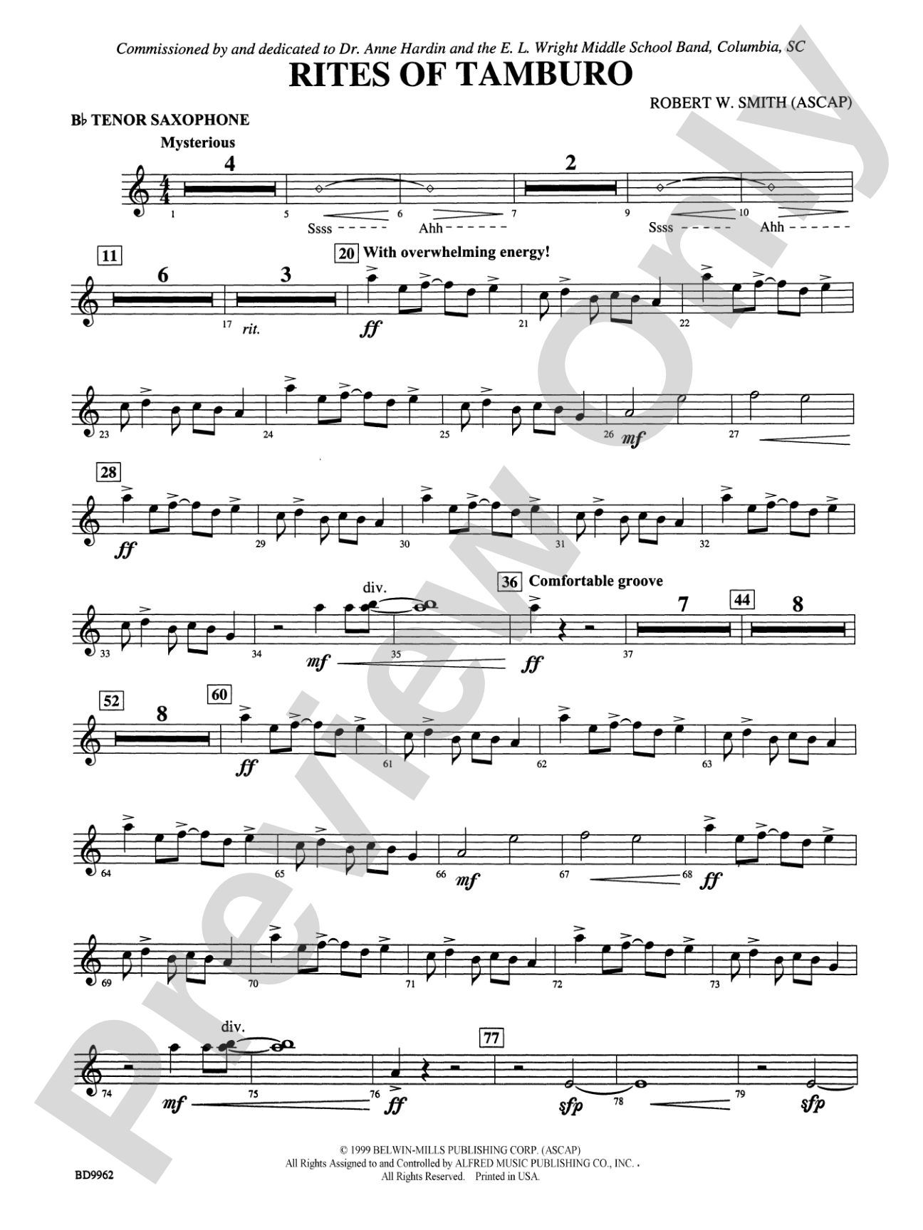 Rites of Tamburo: B-flat Tenor Saxophone