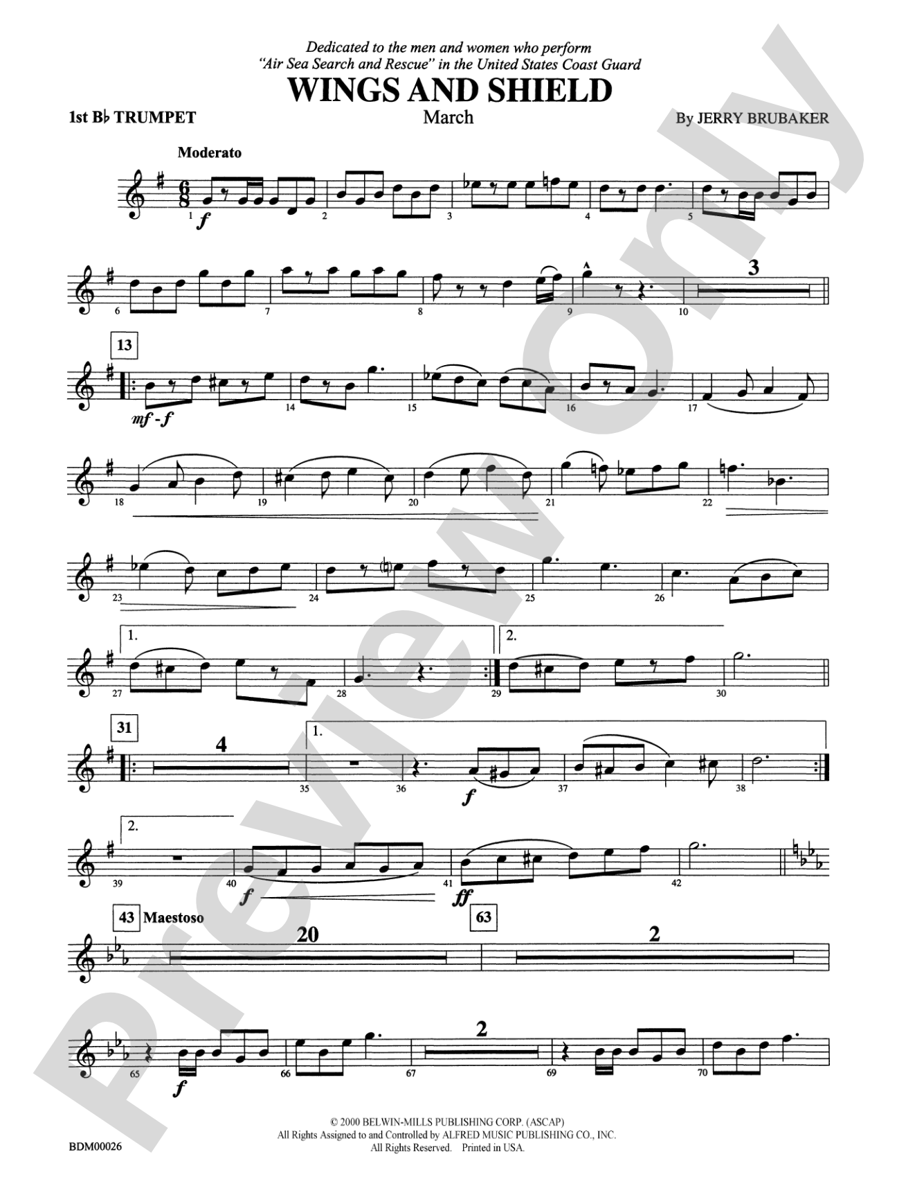 Wings and Shield: 1st B-flat Trumpet