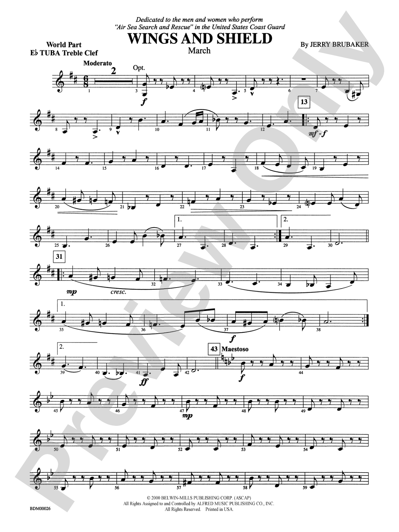 Wings and Shield: (wp) E-flat Tuba T.C.