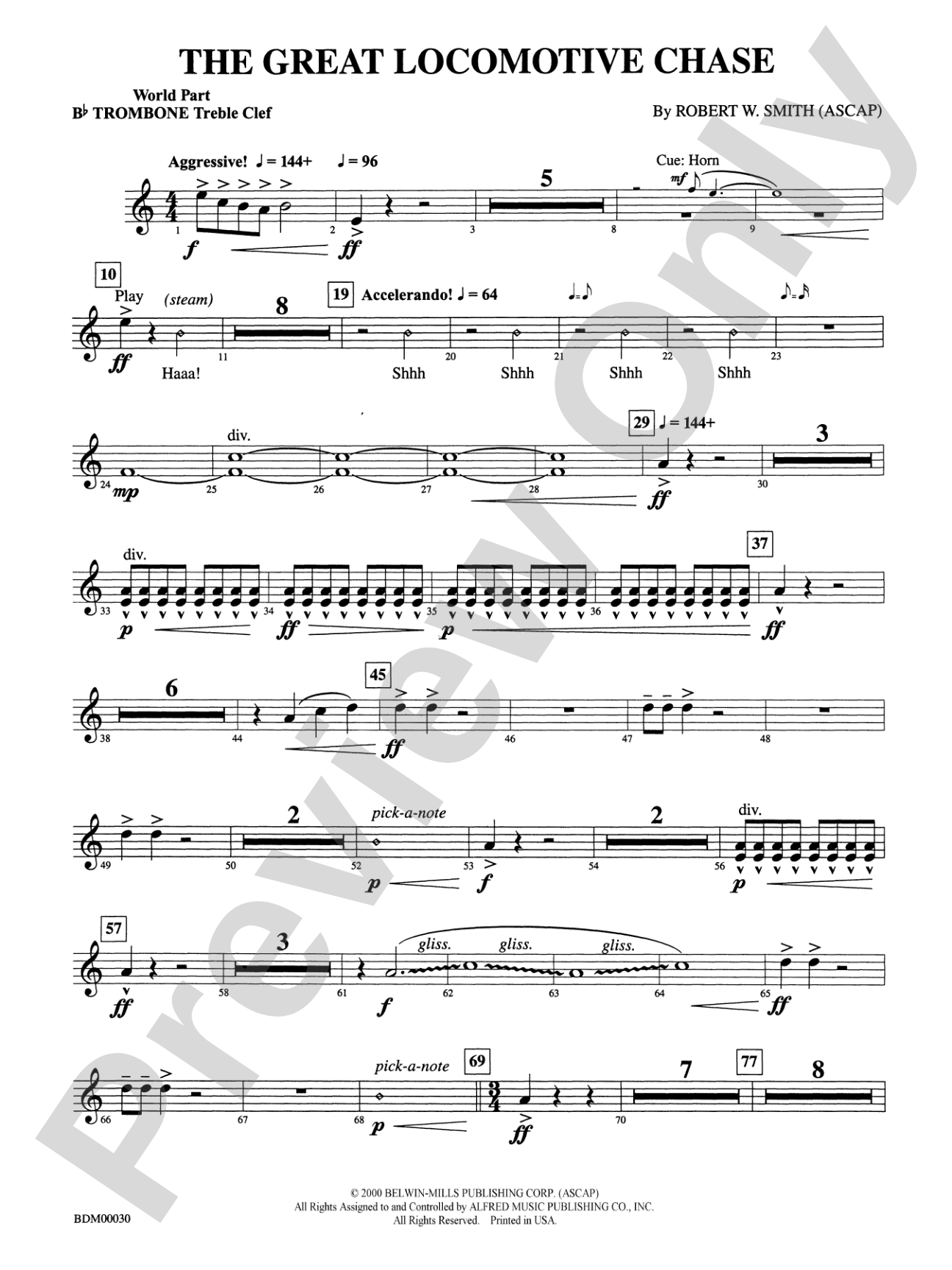 The Great Locomotive Chase: (wp) 1st B-flat Trombone T.C.